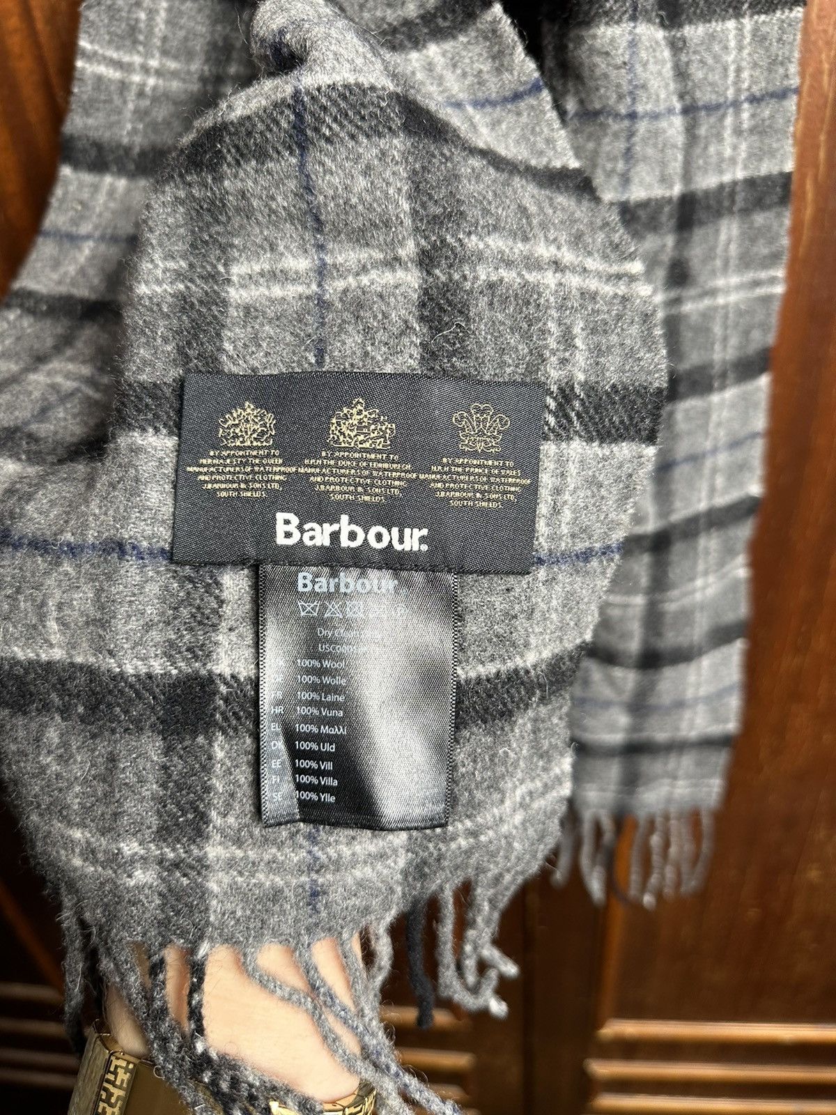 Barbour × Vintage Vintage Barbour Wool 90s Checkered Plaid Flannel Scarf Size ONE SIZE - 3 Thumbnail
