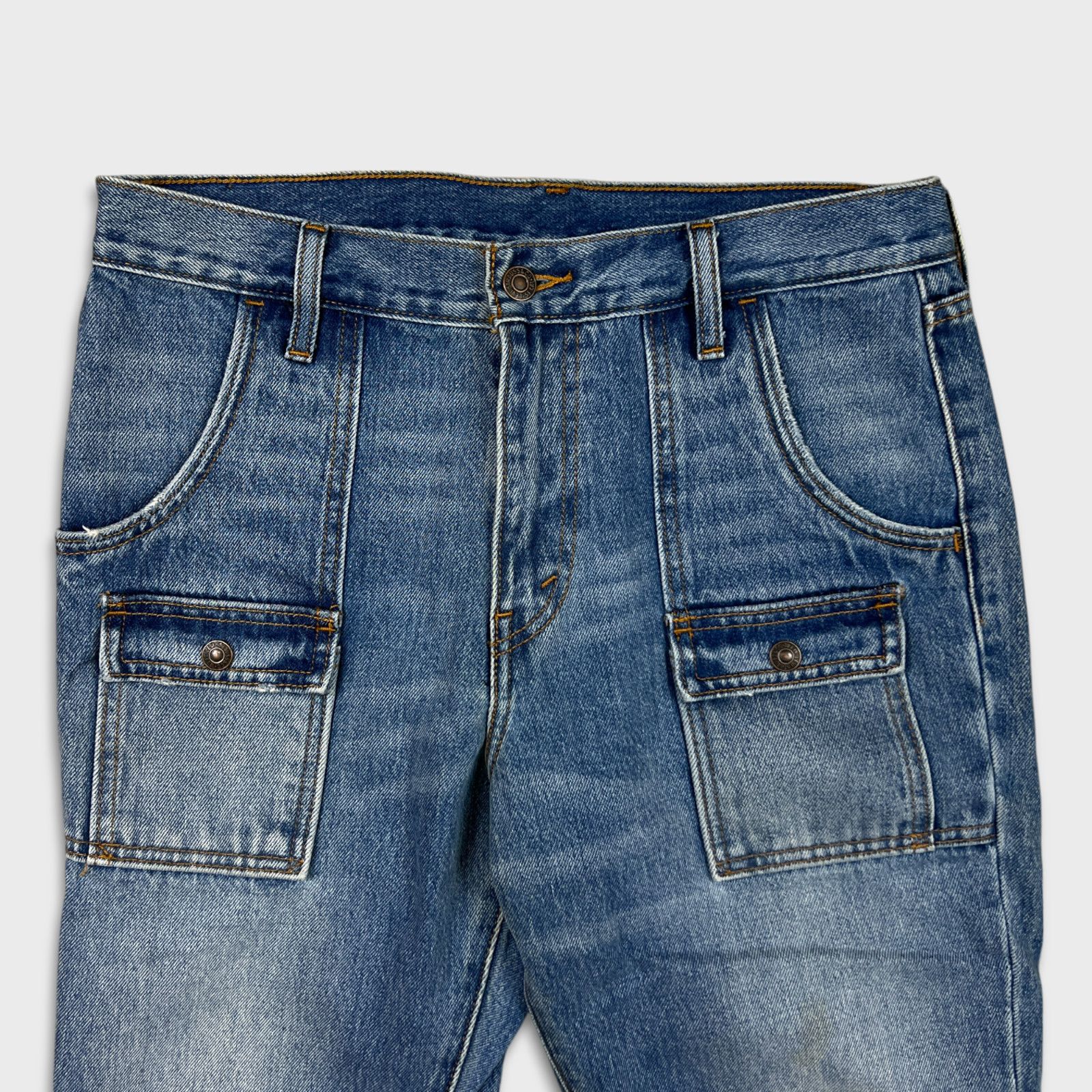 Levi's × Vintage Levi's Jeans 30x28 Faded Frayed Distressed Cargo Denim Pants Size US 30 / EU 46 - 2 Thumbnail