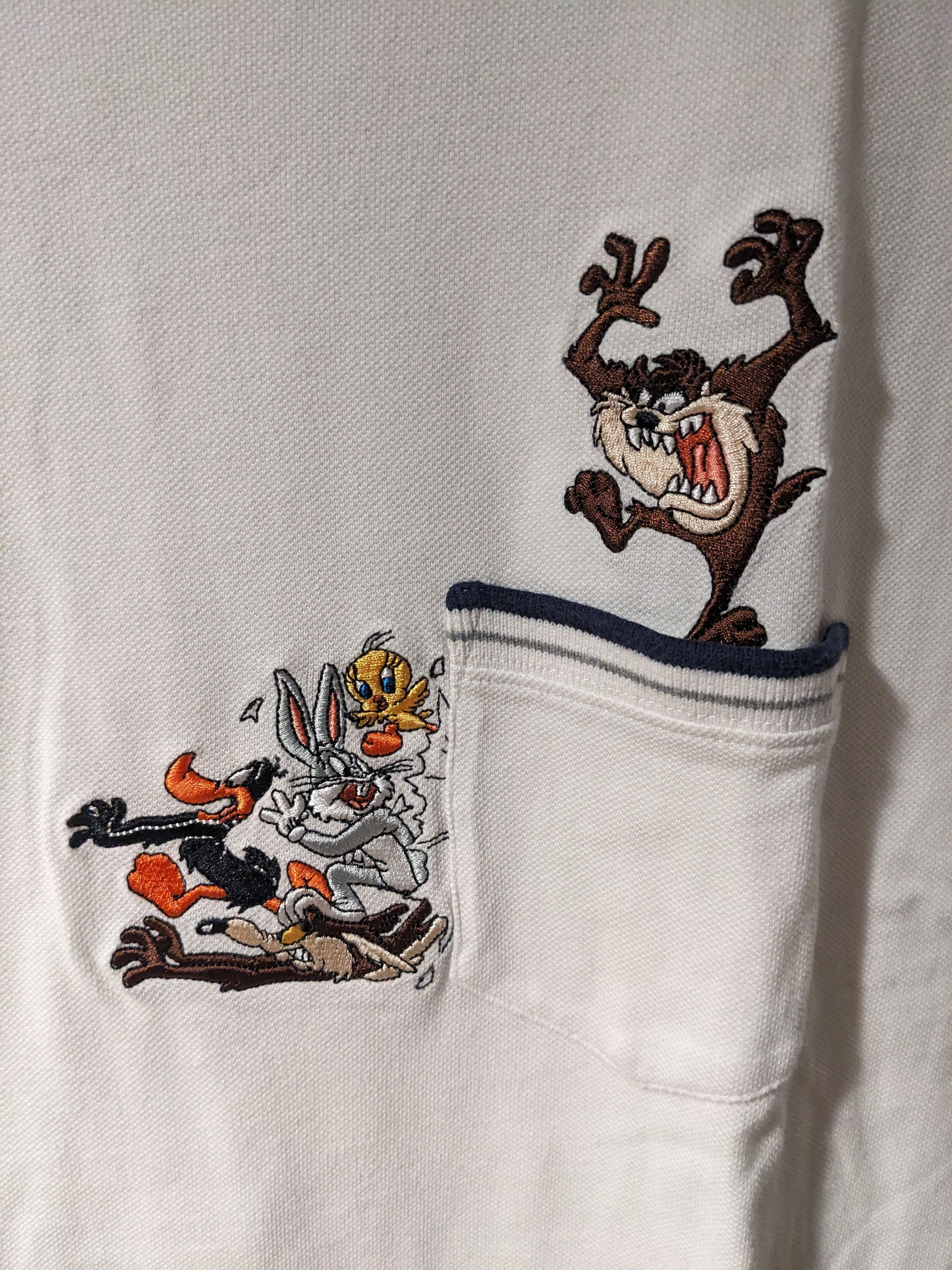 Cartoon Network × Vintage Vintage 90s Looney Tunes Taz White X-Large Polo Shirt Size US XL / EU 56 / 4 - 2 Thumbnail