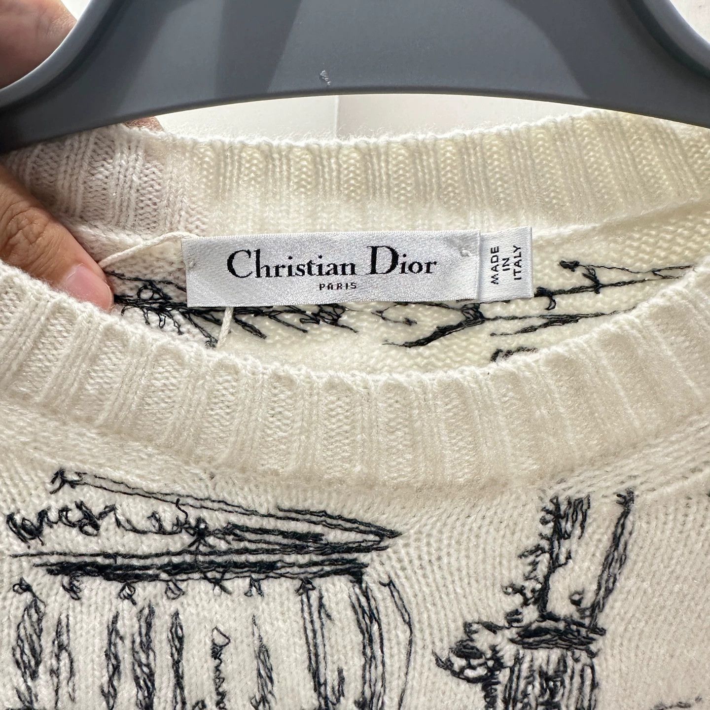 Christian Dior Monsieur Dior May295 Cashmere Crewneck Blk Paris Map Sweater 42 Size M / US 6-8 / IT 42-44 - 3 Thumbnail