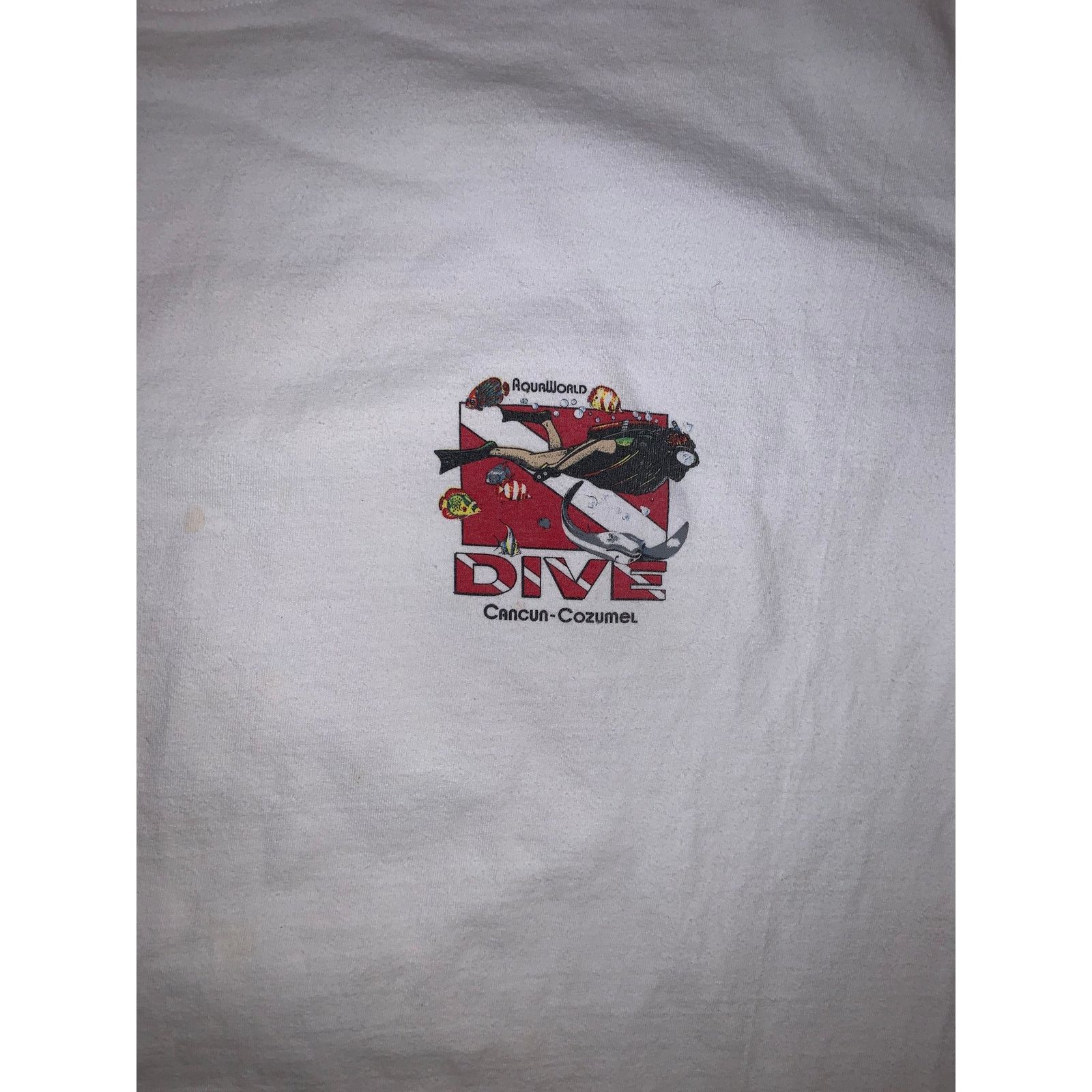 Vintage Vtg 90s AquaWorld Crew Scuba Diving T-Shirt White Cancun XL Size US XL / EU 56 / 4 - 3 Thumbnail