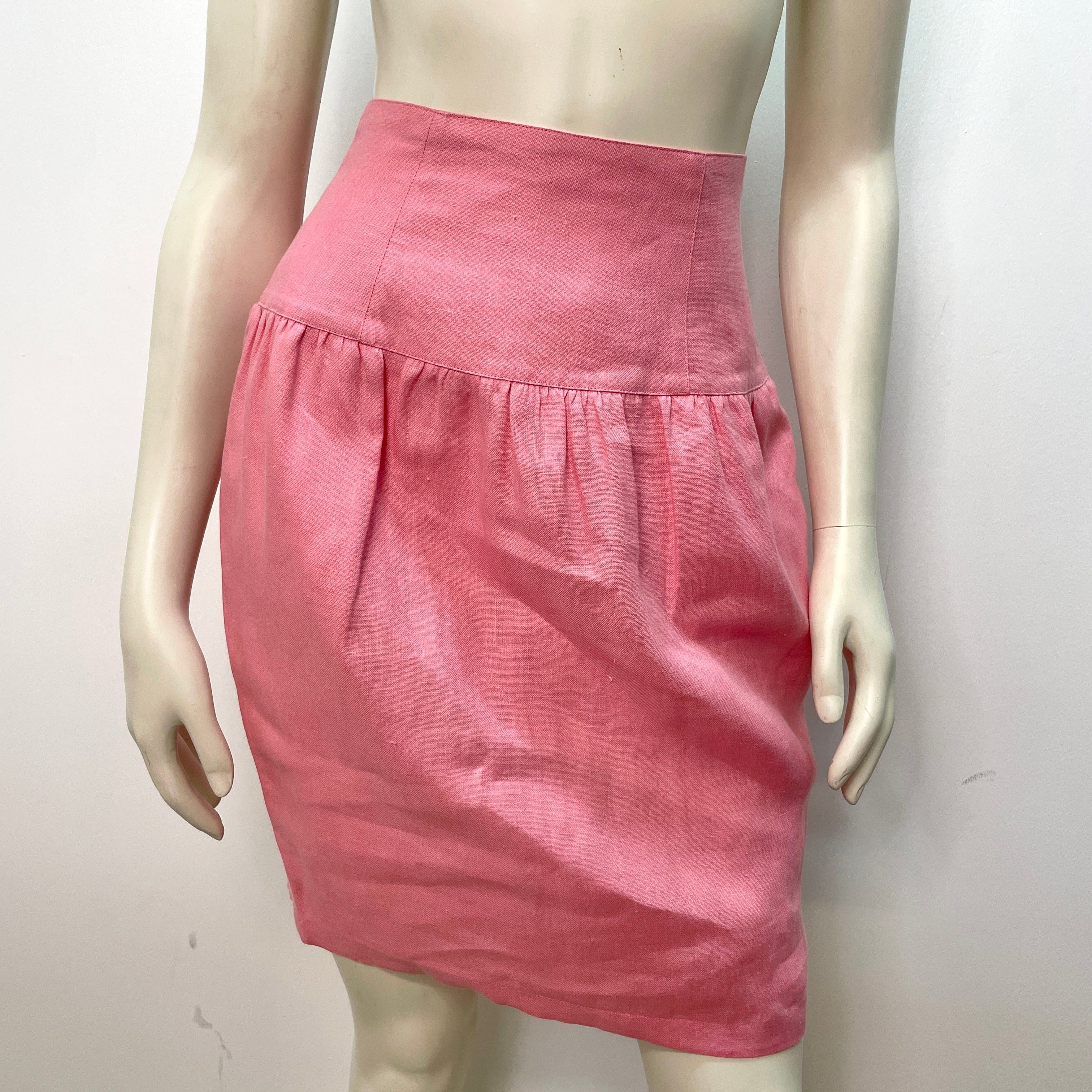 Other 80s Lolita Lempicka Vintage Designer Bubblegum Pink Linen Suit Made in France Size Small Size M / US 6-8 / IT 42-44 - 6 Thumbnail