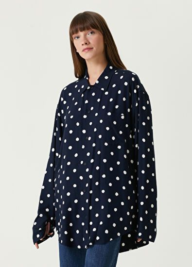 Balenciaga o1y0625 Patterned Shirt in Midnight Blue/White Size M / US 6-8 / IT 42-44 - 2 Thumbnail