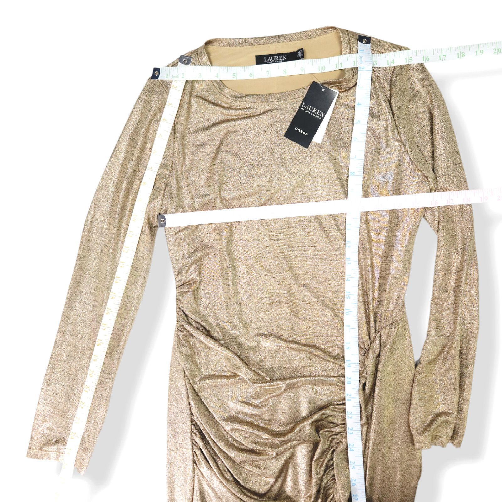Lauren Ralph Lauren NWT Lauren Ralph Lauren Side Ruched Solid Foil Dress Sz. 8 Size M / US 6-8 / IT 42-44 - 10 Thumbnail