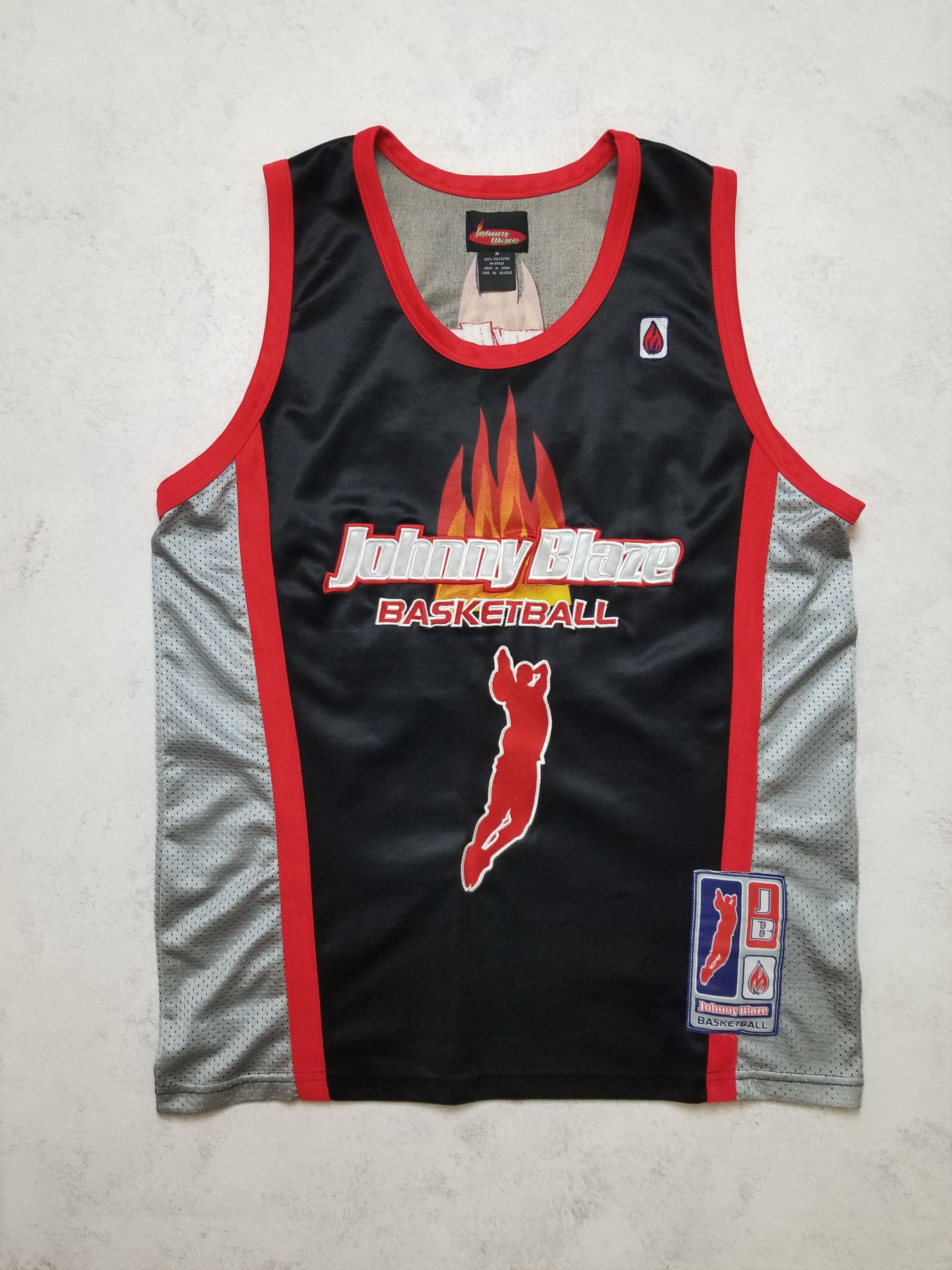 Johnny Blaze Embroidered Basketball Logo Method Man Jersey