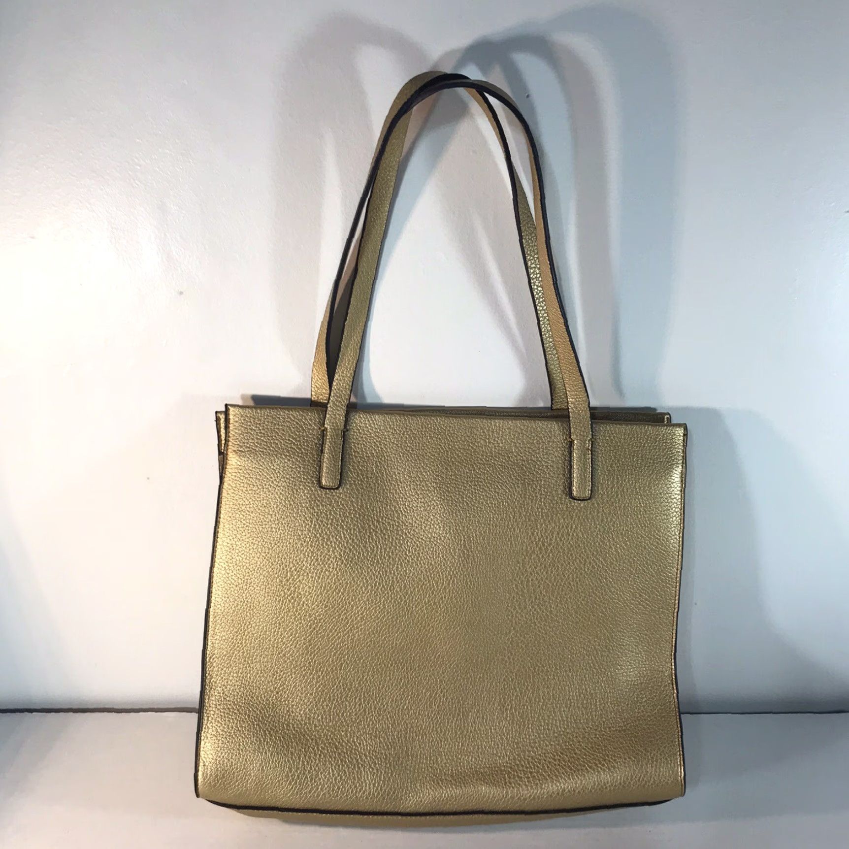 Kenneth Cole Kenneth Cole Reaction Metallic Gold Pebbled Faux Leather Shoulder Tote Bag Size ONE SIZE - 3 Thumbnail