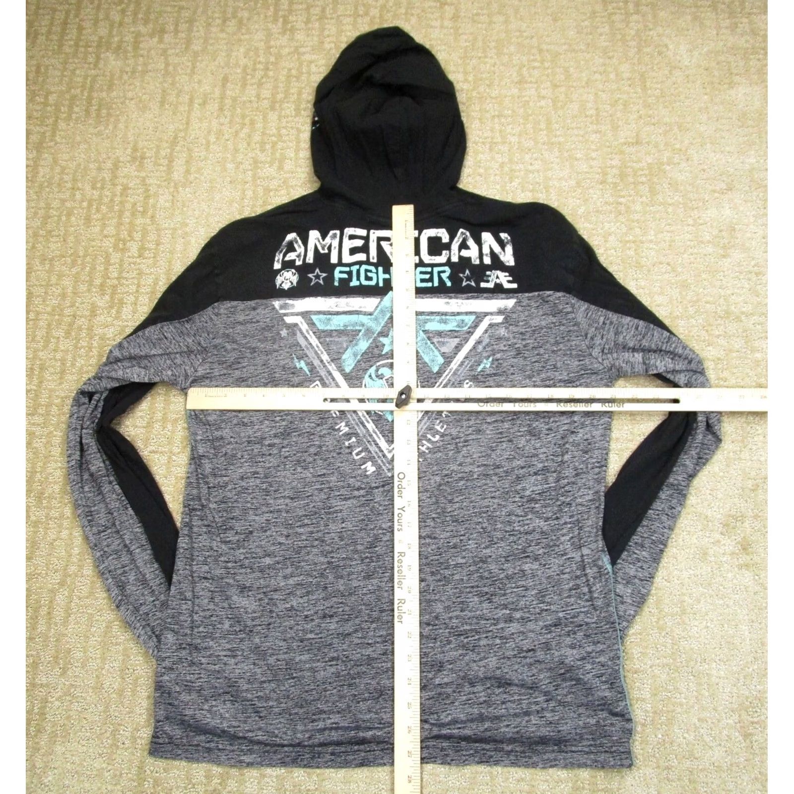 Vintage American Fighter Hoodie Women XL Gray Lightweight Moisture Wicking Mock Neck Pullover Casual Sports Logo Geometric Pattern Size XL / US 12-14 / IT 48-50 - 5 Thumbnail