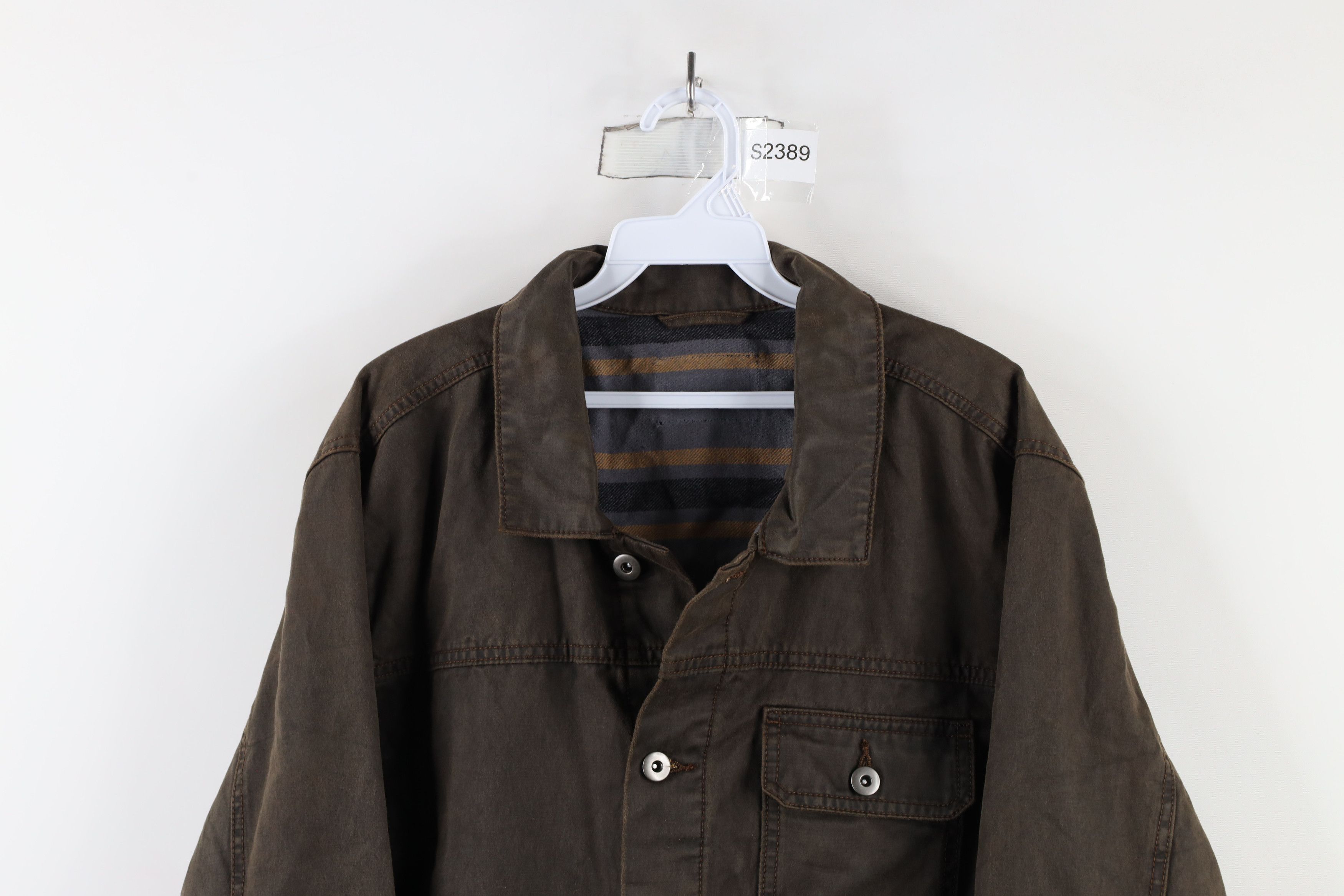 Vintage Vintage 90s Streetwear Waxed Cotton Trucker Jacket Brown Size US L / EU 52-54 / 3 - 2 Thumbnail