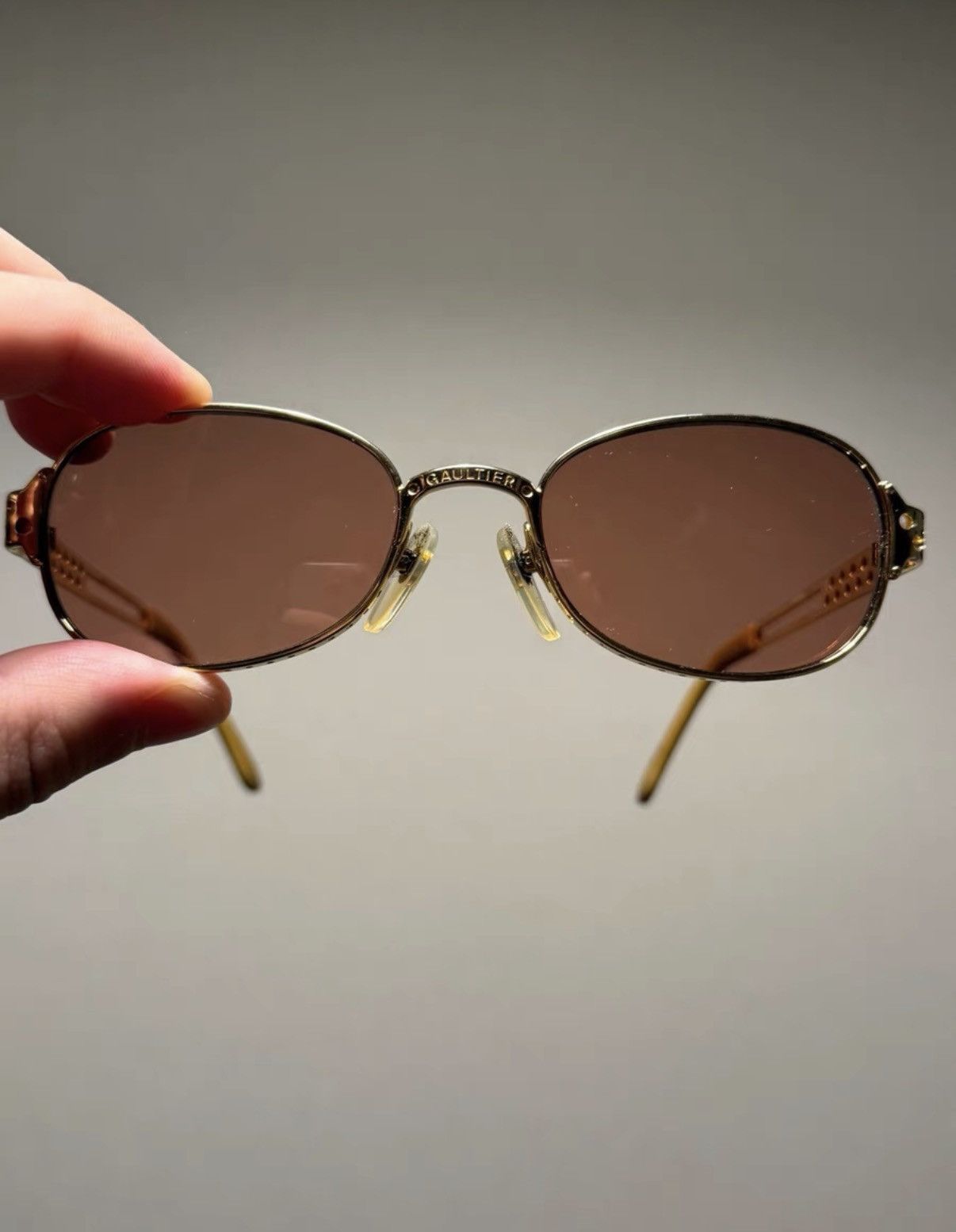 Jean Paul Gaultier Jean Paul Gaultier Gold Rim Perforated Sunglasses K24 Size ONE SIZE - 1 Thumbnail