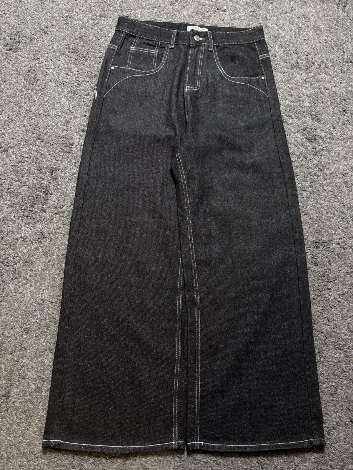 Jean × Vintage Vintage rare tribal angel wings cross red black baggy jeans Size US 33 - 12 Thumbnail