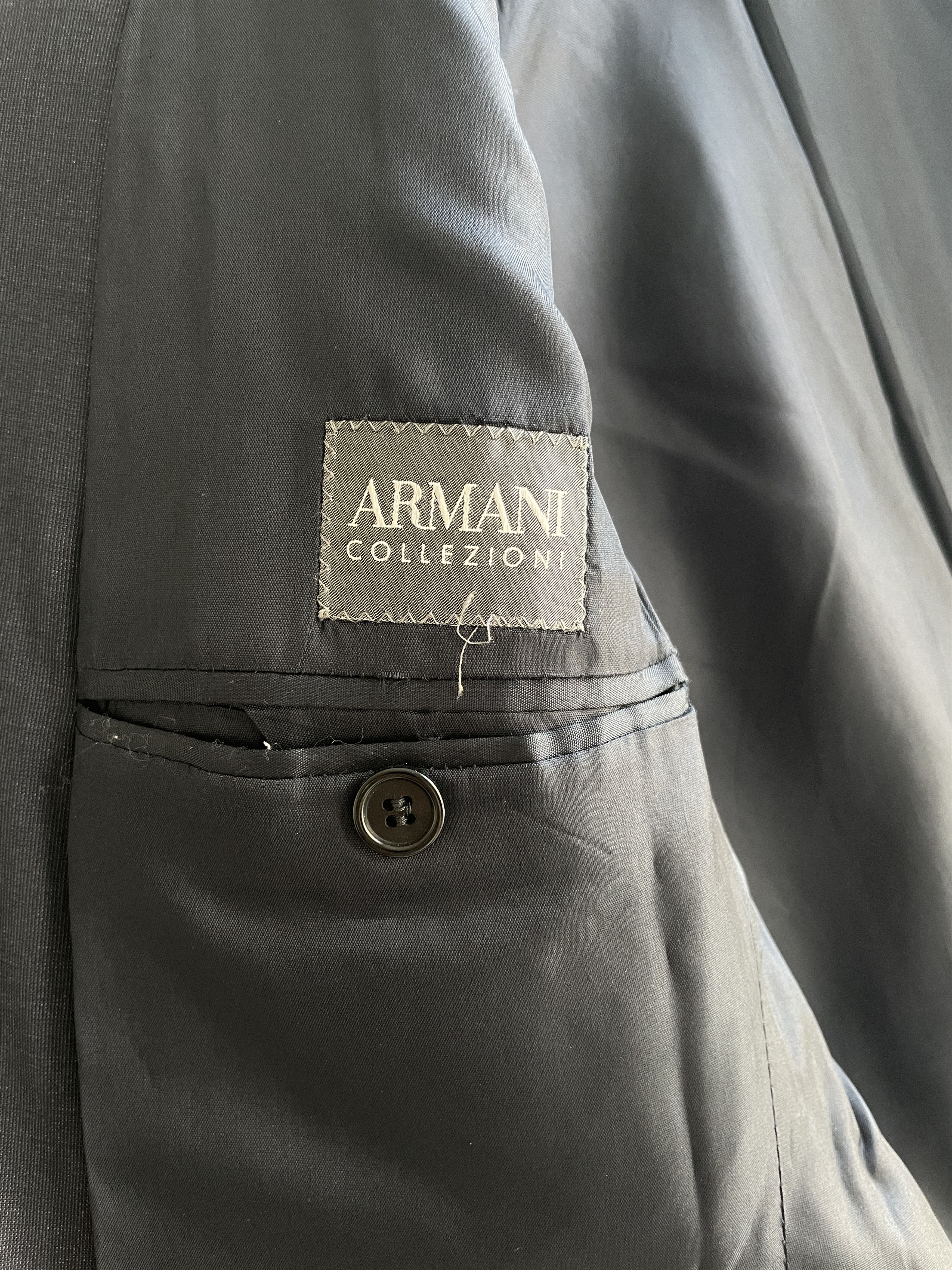 Armani Collezioni Armani Collezioni Navy Solid Wool Silk Suit Size EUR 50R Size 40R - 19 Thumbnail