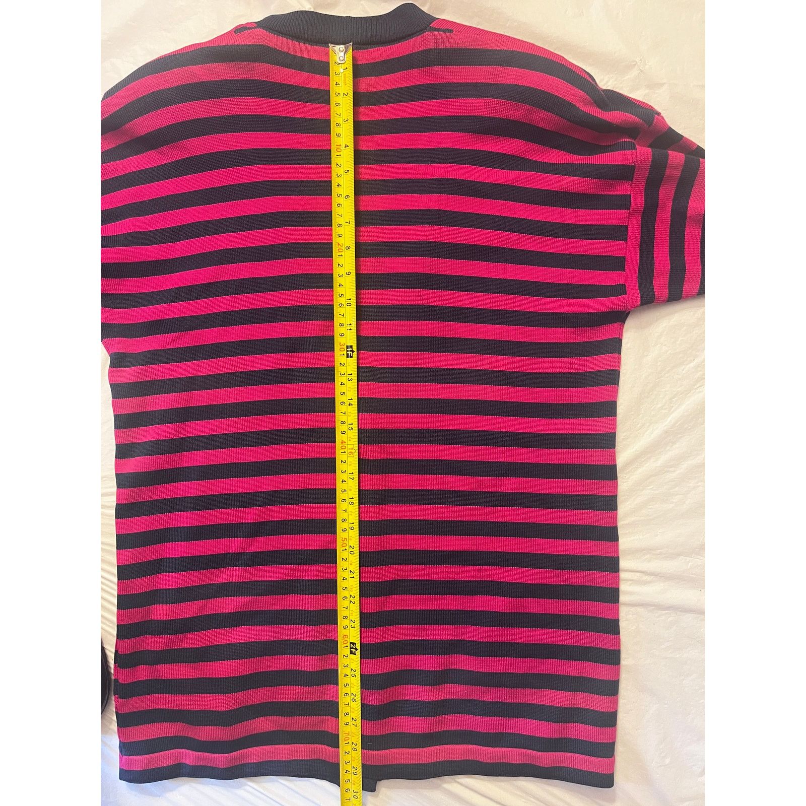 Other St. John Sportswear Navy/Magenta Striped V-Neck Cardigan Size M / US 6-8 / IT 42-44 - 9 Thumbnail