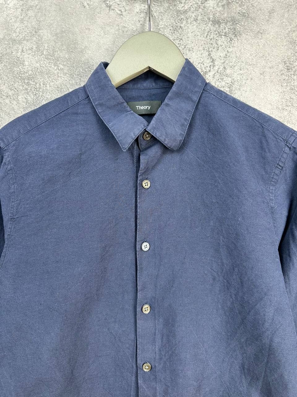 Theory Theory Irving Ramiro Linen Cotton Shirt Navy Blue Size US XS / EU 42 / 0 - 4 Thumbnail