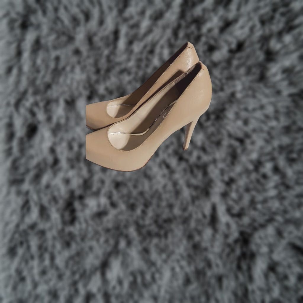 Jessica Simpson Women's Stiletto Pumps Size 9M Beige Leather High Heel Shoes Slip-On