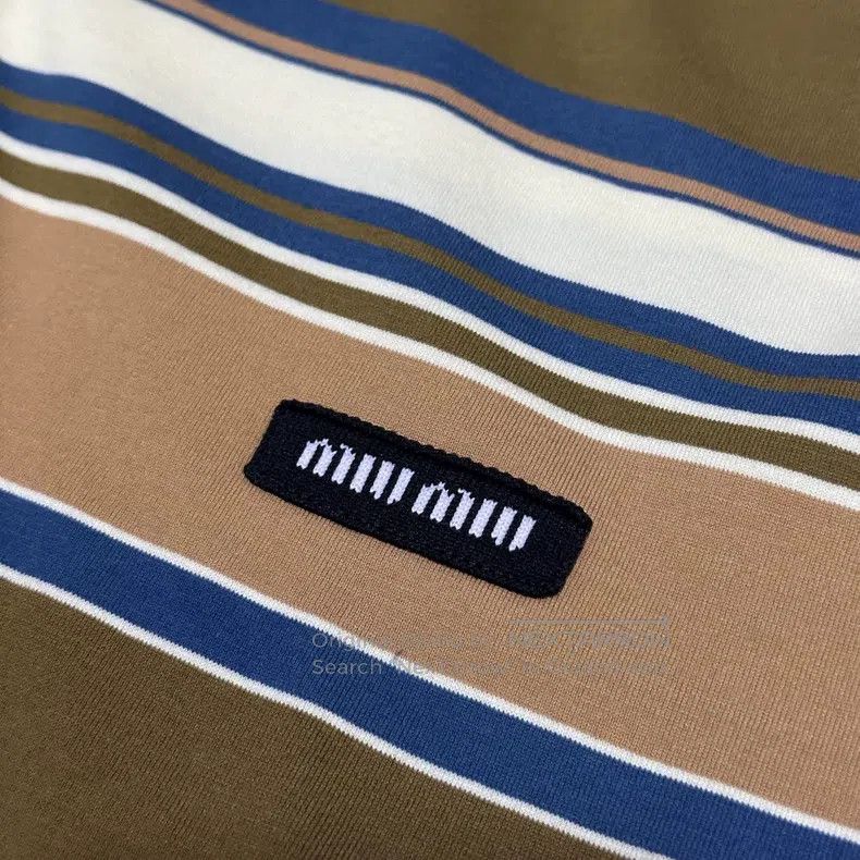 Miu Miu Miu Miu Size XL Yellow-green-brown striped polo Size US XL / EU 56 / 4 - 3 Thumbnail