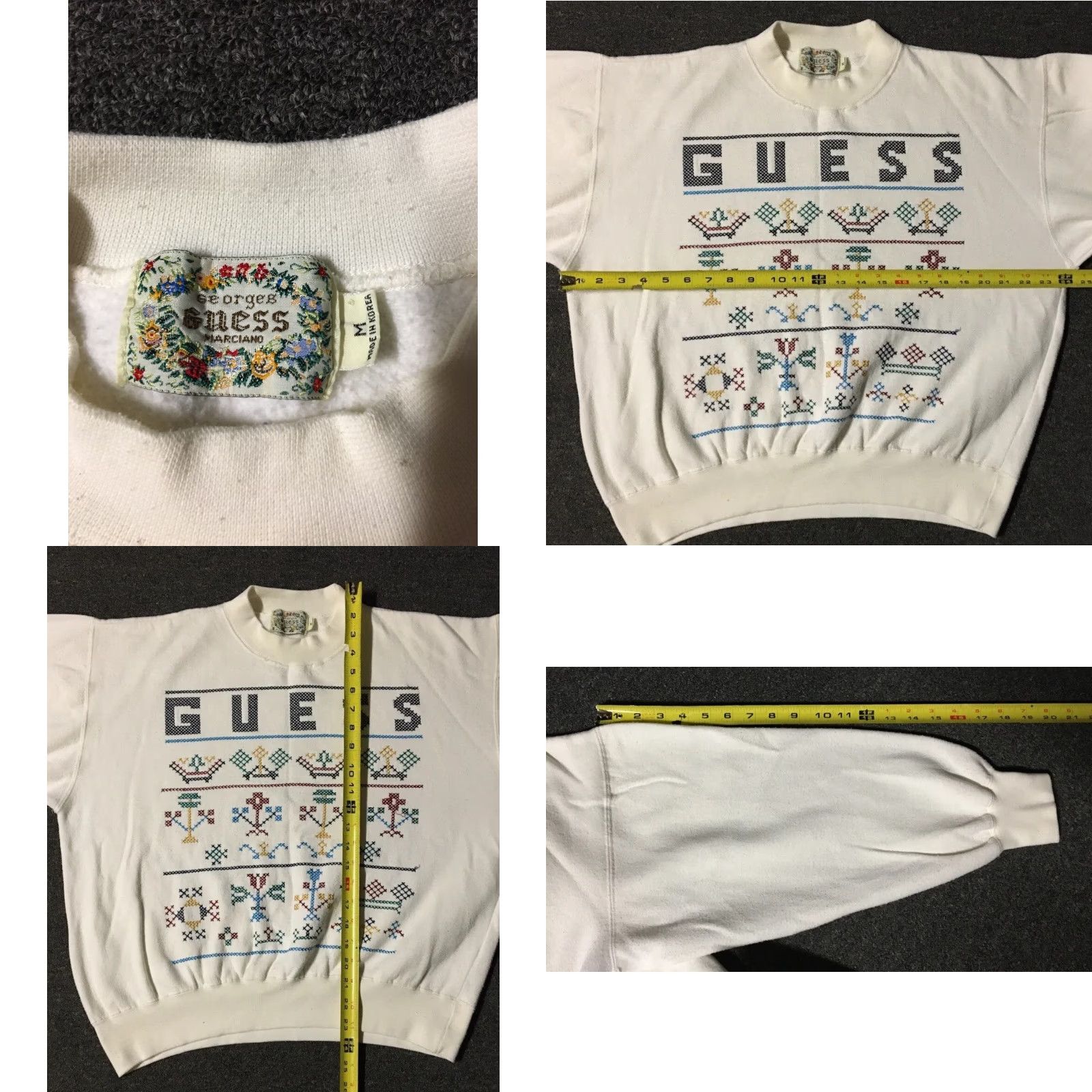 Guess VINTAGE GUESS Hoodie Women M White 80s 90s Spellout Sweatshirt Hip Hop Grunge Rap Style Pullover Sports Activewear Fashion Size M / US 6-8 / IT 42-44 - 8 Thumbnail