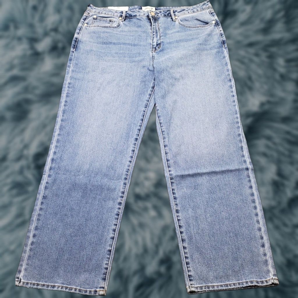 Vintage Seven7 Jeans Womens 16 Blue Denim Fitted High Rise Straight Leg Waist 38 Inseam 31 In Vintage No Size 38" / US 16 / IT 52 - 1 Thumbnail