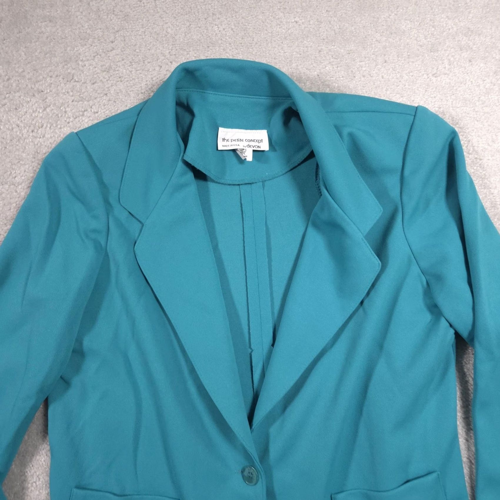 Vintage VINTAGE The Petite Concept Blazer Womens Petite 14 Green One-Button Jacket USA 80s Mens Ladies? Size XL / US 12-14 / IT 48-50 - 3 Thumbnail