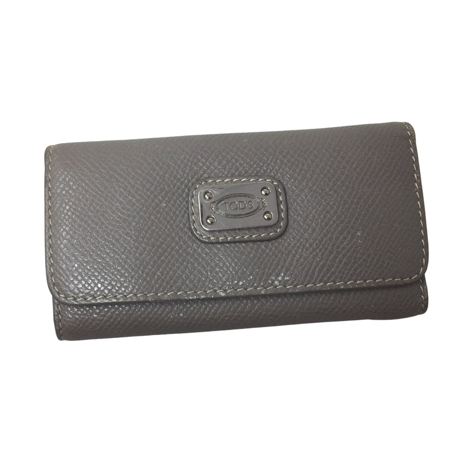 Tod's TOD'S 5 Key Keyholder Wallet - Beige/Gray Pebbled Leather Size ONE SIZE - 1 Thumbnail