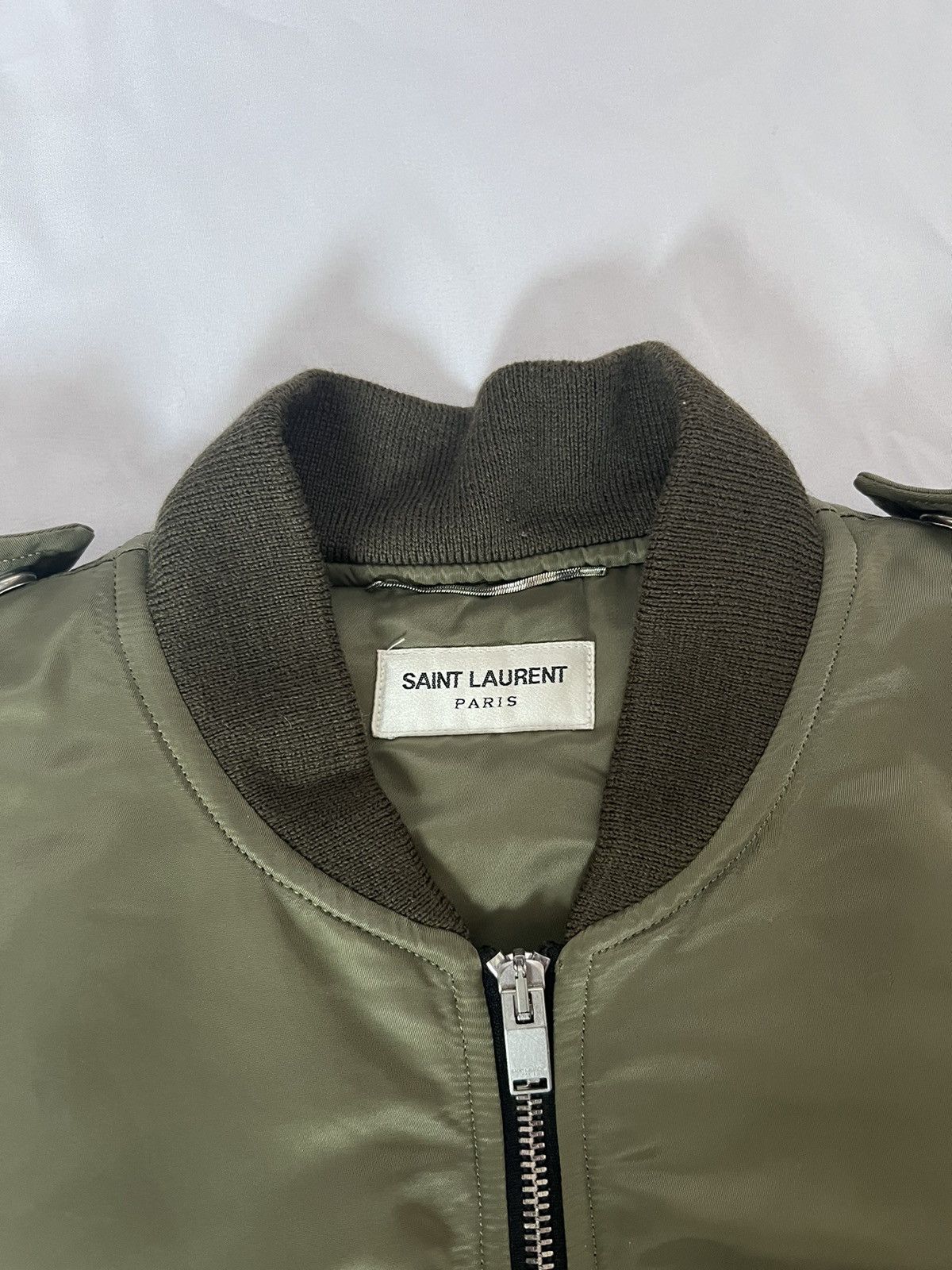 Saint Laurent Paris Saint Laurent FW15 Olive Bomber Jacket Sz. 50 Size US M / EU 48-50 / 2 - 8 Thumbnail