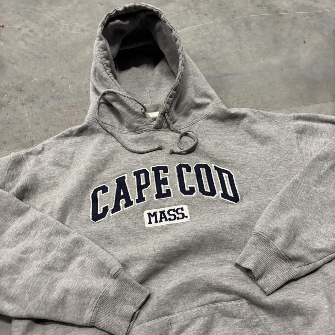 Japanese Brand × Vintage Crazy Vintage Y2K/2000s Grey Cape Cop Spellout Streetwear Hoodie! Size US L / EU 52-54 / 3 - 5 Thumbnail