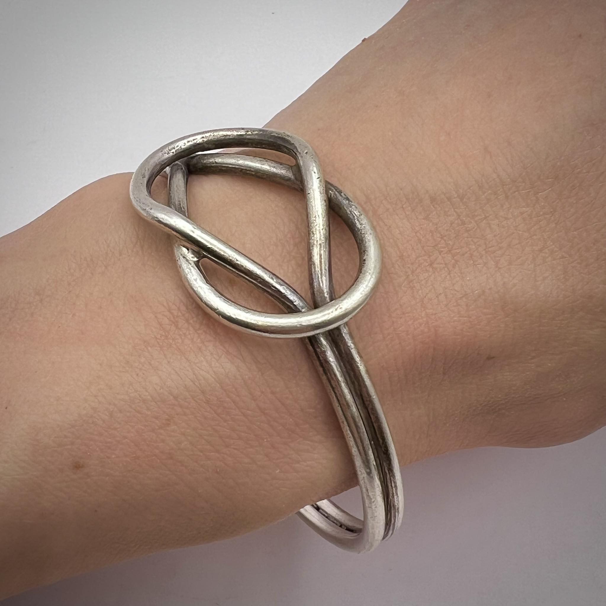 Vintage Antique Silver 800 Cuff Bangle Bracelet Infinity 26.7gr Size ONE SIZE - 2 Thumbnail