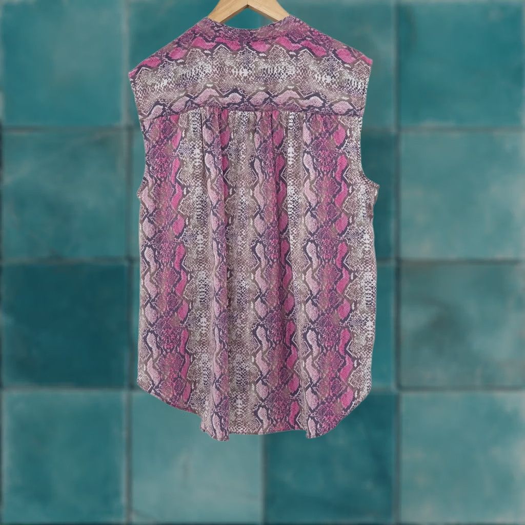 Worthington Worthington Blouse XL Pink Snake Print Sleeveless Button Up Top Womens Size XL / US 12-14 / IT 48-50 - 1 Thumbnail