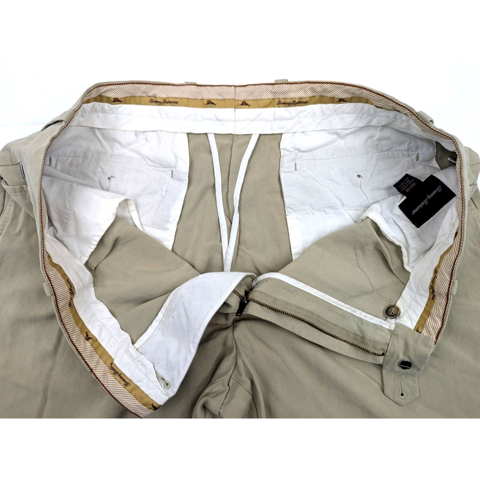 Tommy Bahama Tommy Bahama Silk Pants Beige 37x31 Dress Pants Mens Silk Blend Classic Pleated Front Button Zip Pocket Casual Business Travel Resort Wear Size US 37 - 7 Thumbnail