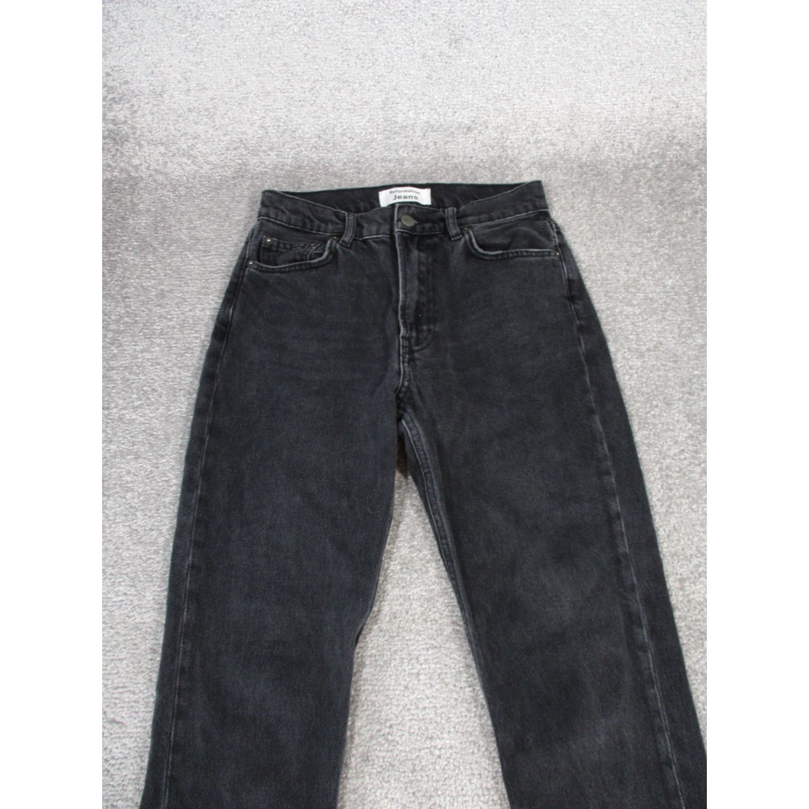 Reformation VINTAGE Reformation Jeans Womens 24 Slim Fit Black Denim Straight 90s Size 42" / US 20 - 3 Thumbnail