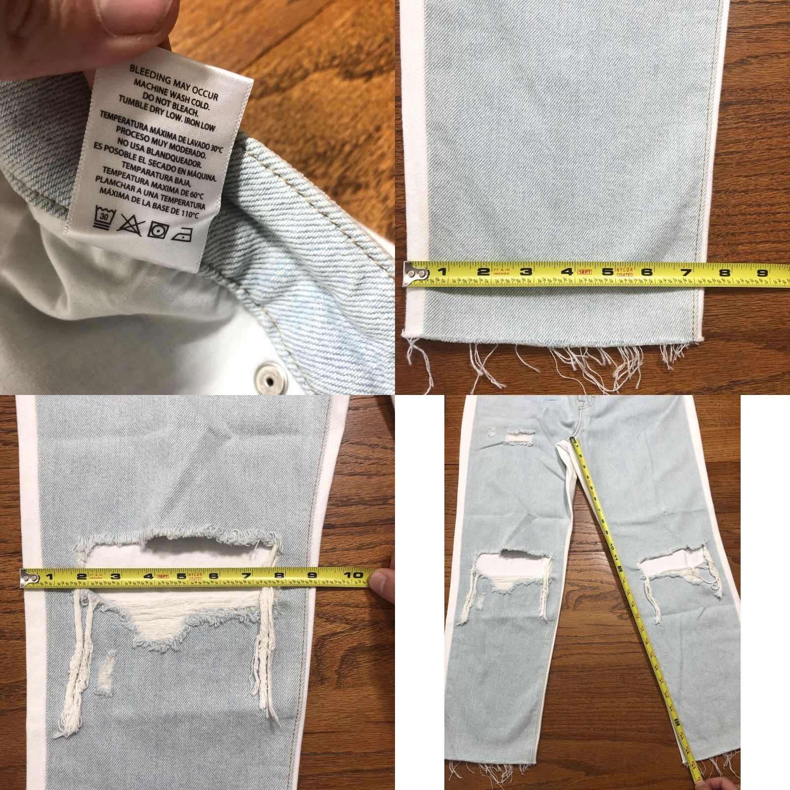 Vintage NWT Hidden Jeans Womens 30 Tracey High Rise Straight Crop Distressed Blue White Jeans 90s Bohemian Retro Womens Size 30" / US 8 / IT 44 - 8 Thumbnail