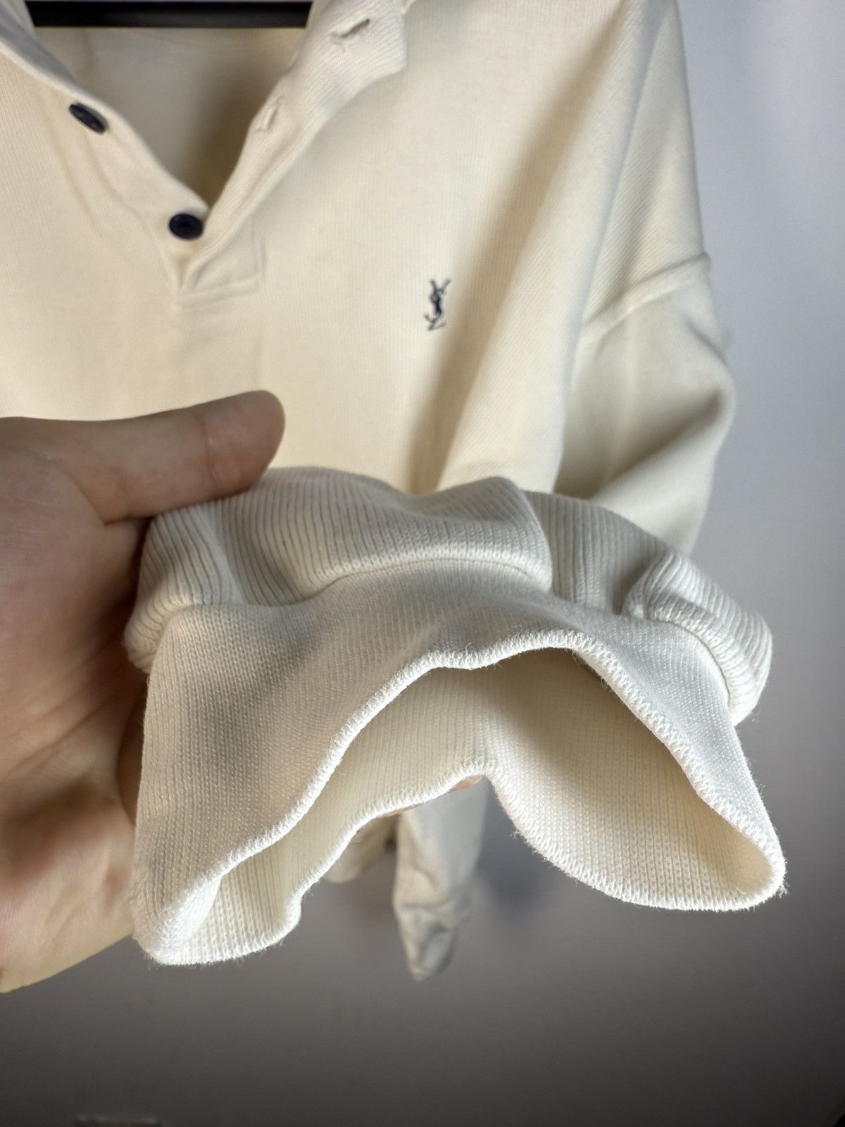 Yves Saint Laurent 90s YSL Sweatshirt White/Sweater Vintage Quarter Zip Up Size US L / EU 52-54 / 3 - 22 Thumbnail