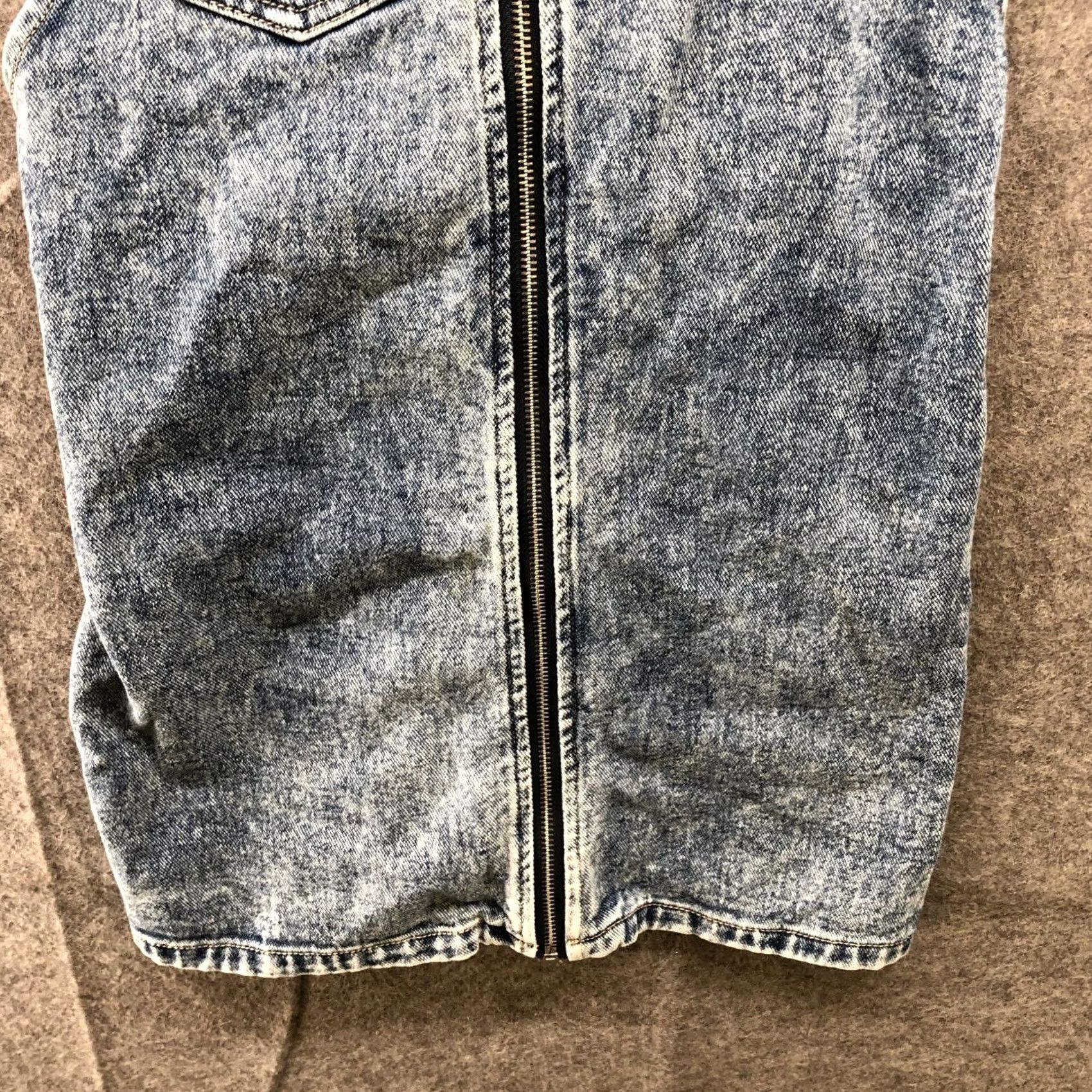 Pacsun Pacsun Overall Denim Mini Dress XS Stone Wash Zip Front Pinafore Women Short Sleeveless Cotton Denim Size 26" / US 2 / IT 38 - 4 Thumbnail
