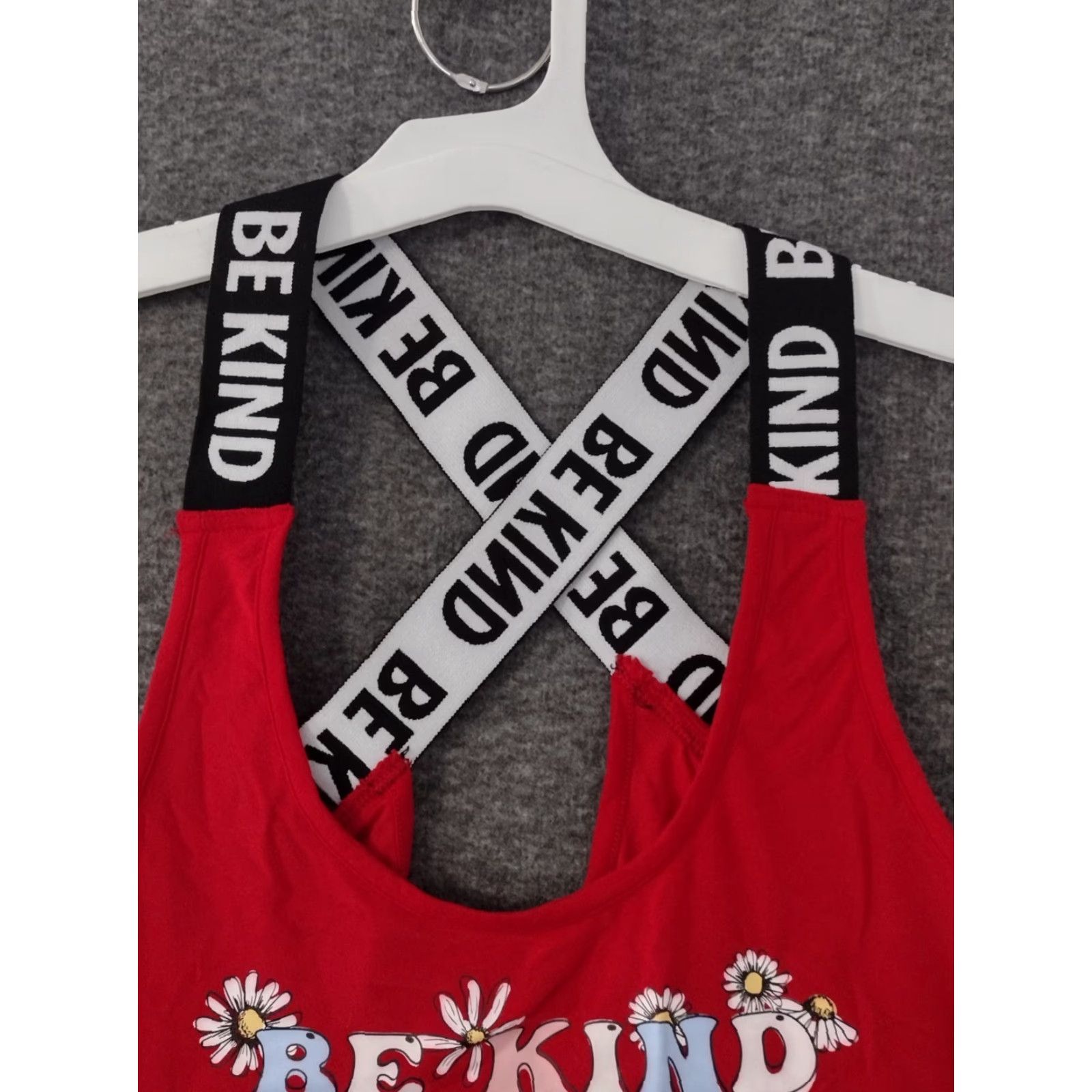 Vintage No Boundaries Juniors Be Kind Strappy Wide Crop Tank Top Red M 7-9 Tank Juniors Be Kind 90s? Size M / US 6-8 / IT 42-44 - 3 Thumbnail