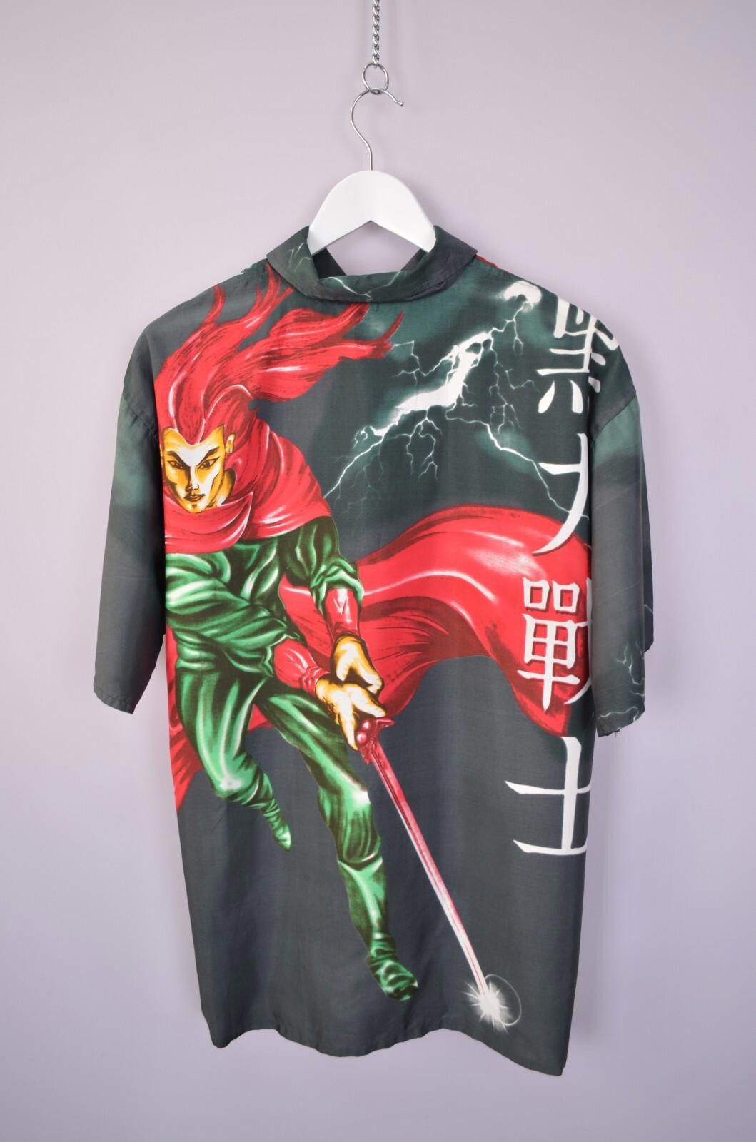 Designer Vintage Anime Samurai Warrior Japanese Shirt Sz XXL AOP 90s Size US XXL / EU 58 / 5 - 6 Thumbnail