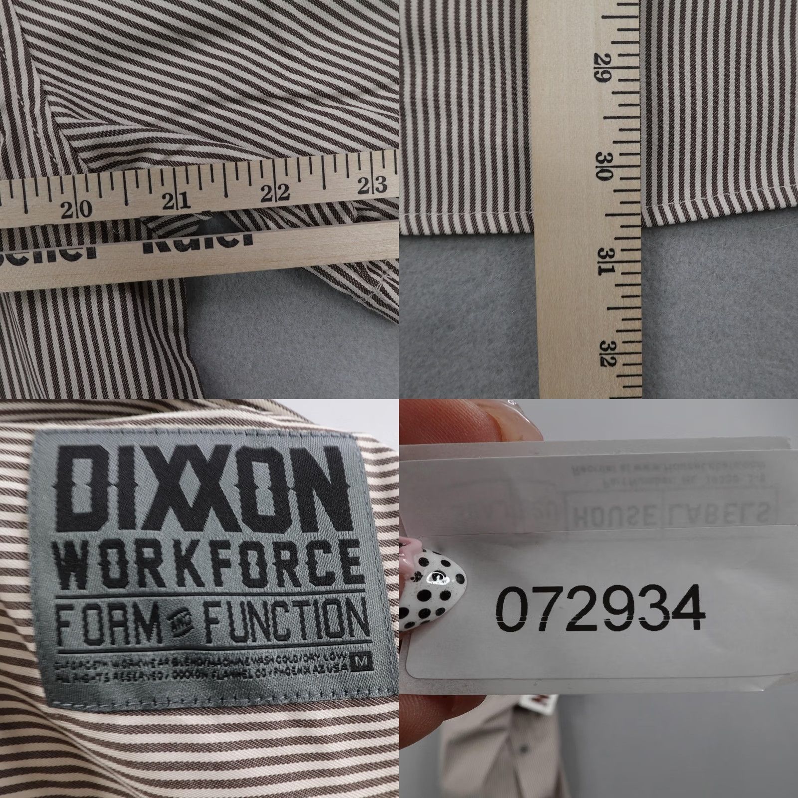 Vintage Dixxon Shirt Men Medium Brown Stripes Button Up Form Function Work NEW Size US M / EU 48-50 / 2 - 8 Thumbnail