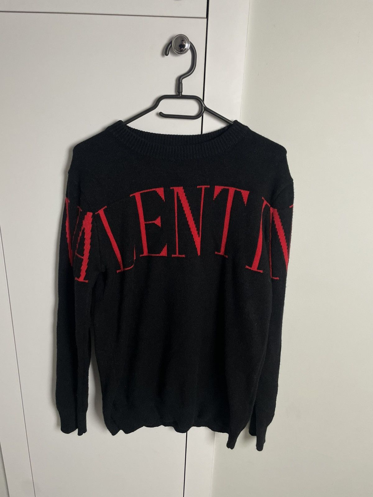 Valentino Valentino Black Logo Knit Crew-Neck Sweater Size US XL / EU 56 / 4 - 1 Thumbnail