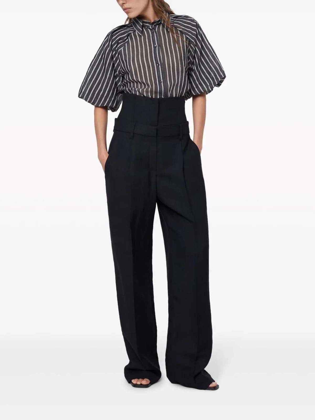 Brunello Cucinelli o1y0725 Short Sleeves Striped Shirt in Black/White Size L / US 10 / IT 46 - 4 Thumbnail