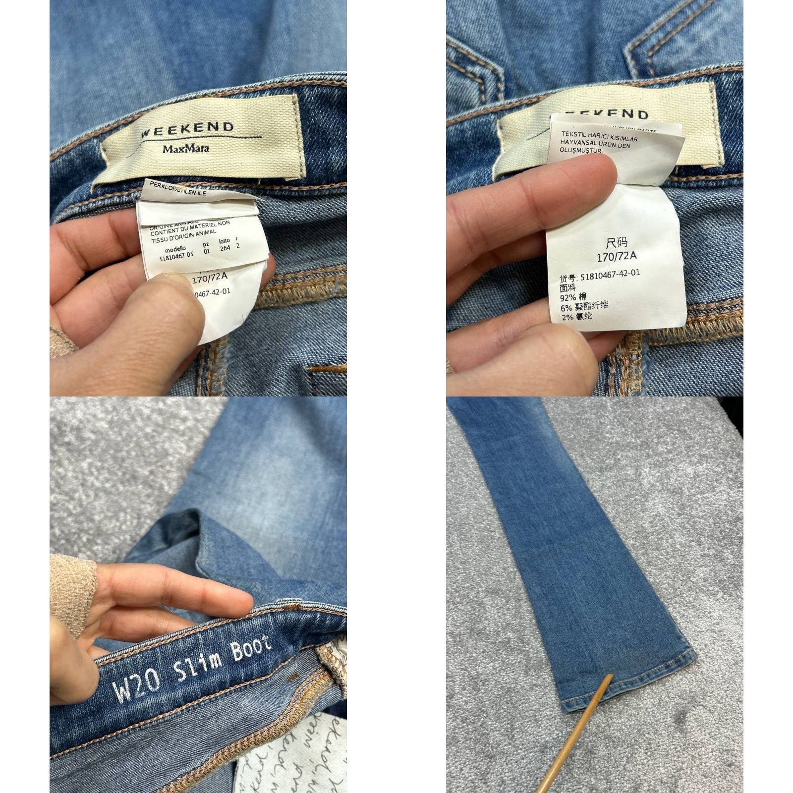 Denime Weekend Max Mara W20 Jeans Womens 29 Blue Denim Mid Rise Slim Boot Jeans 29x34 Men's? Size 29" - 8 Thumbnail