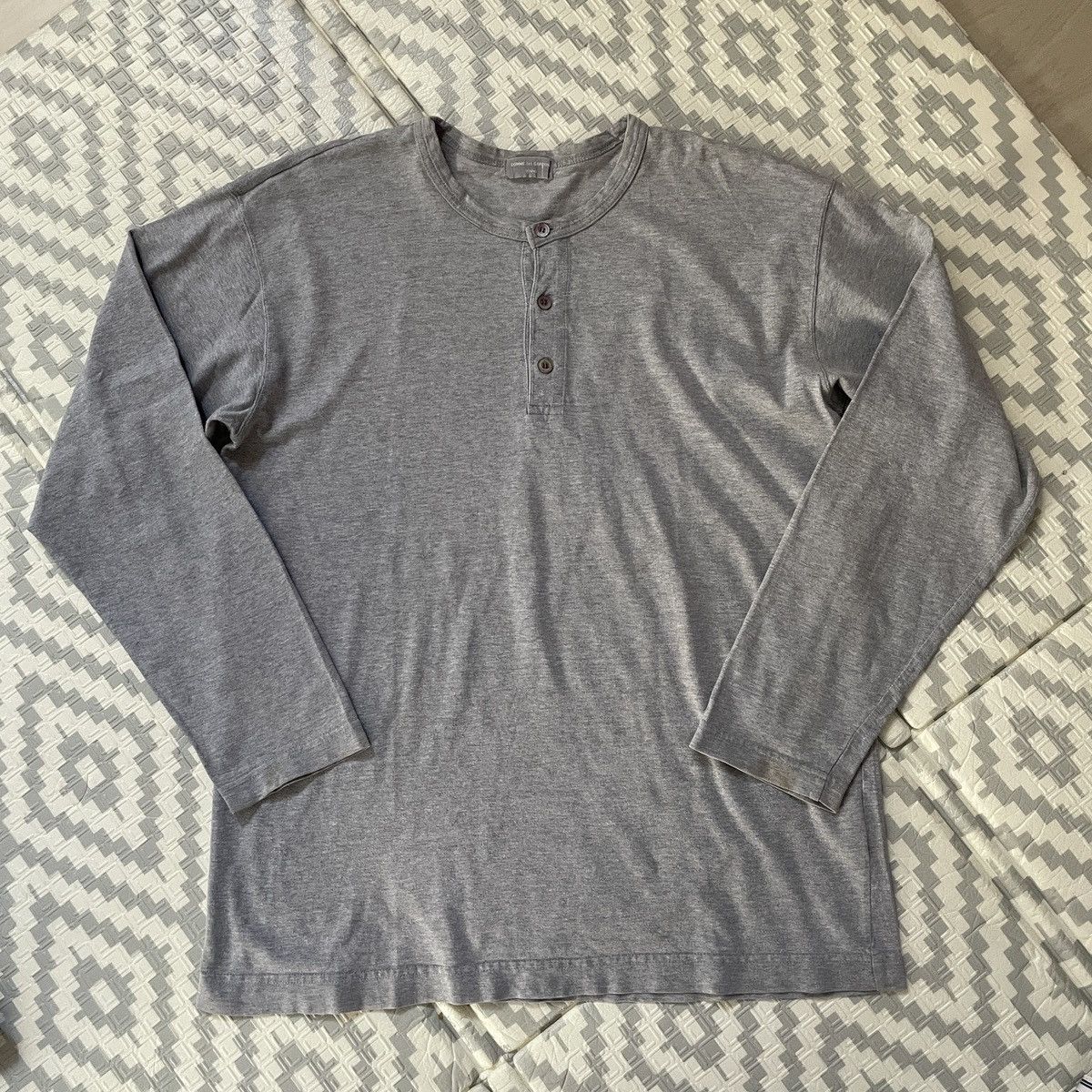 Comme des Garcons Homme Vintage 80's CDG Homme Rei Kawakubo Half button L/s T-shirt Size US M / EU 48-50 / 2 - 5 Thumbnail