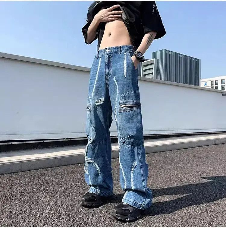 Japanese Brand Retro washed casual ruffled jeans Size US 32 / EU 48 - 2 Thumbnail