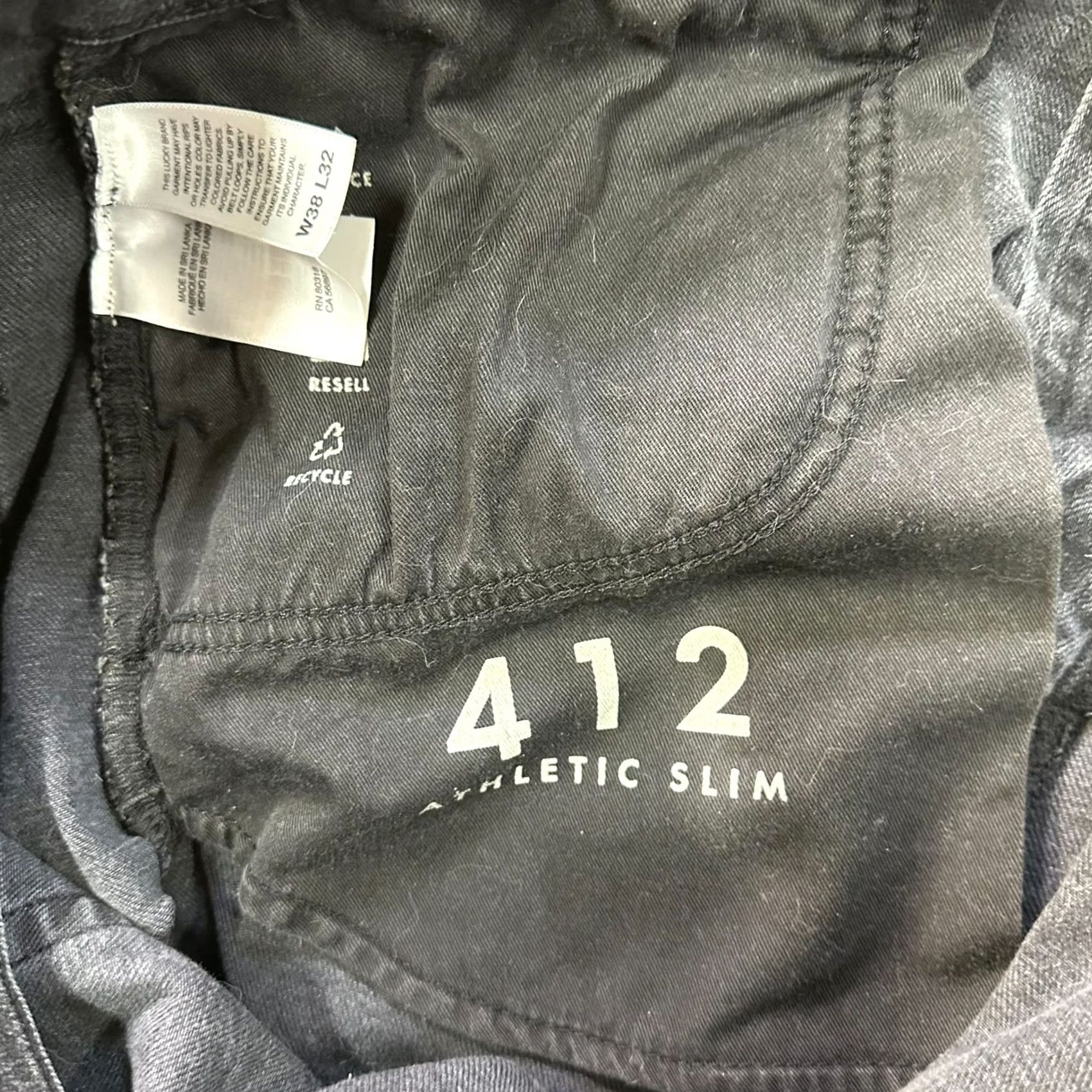 Lucky Brand Lucky Brand 412 Jeans Slim Straight Men 38x32 Black Denim Stretch Mid Rise 5-Pocket Belt Loops Image Size US 38 / EU 54 - 4 Thumbnail