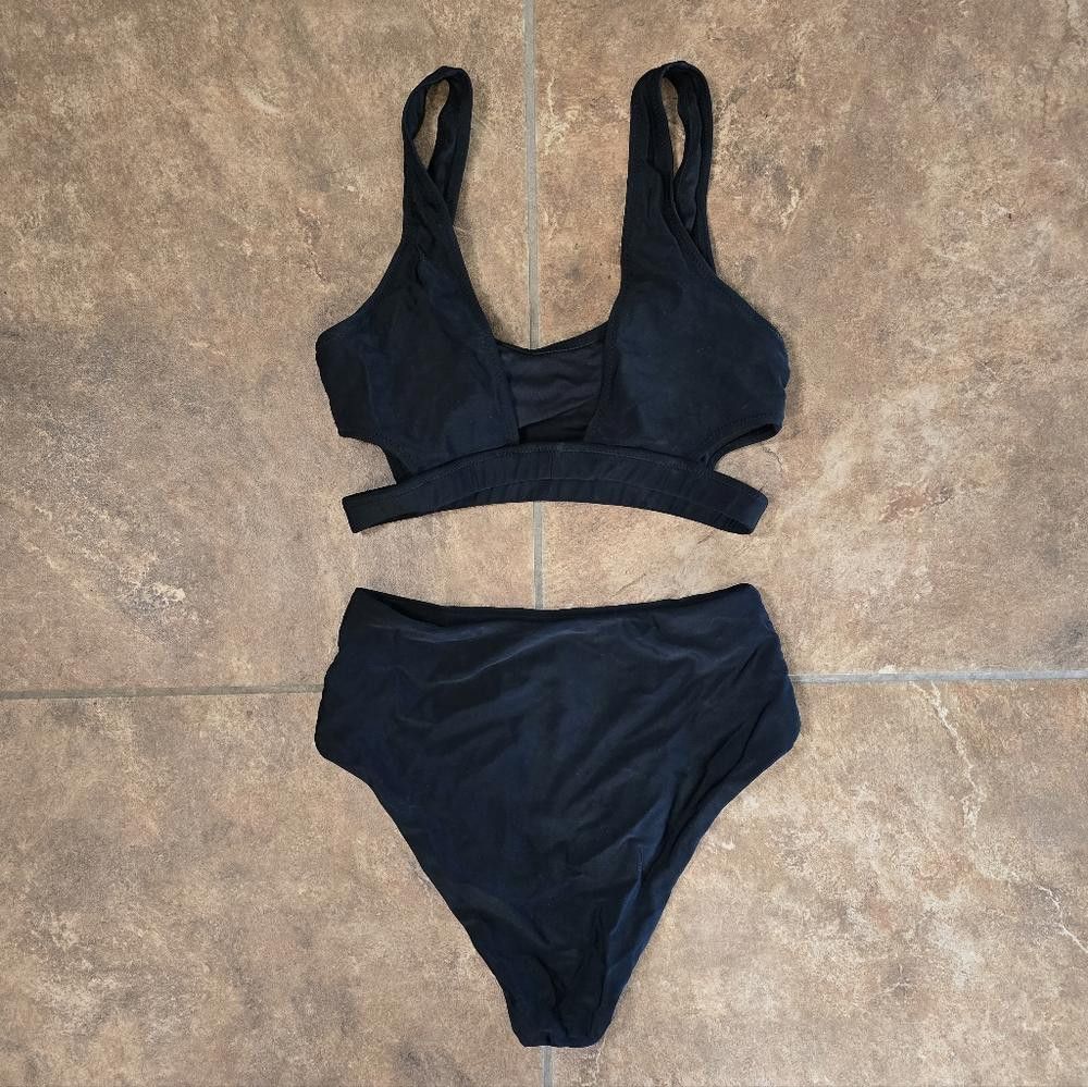 Designer Black Open Sided Blooming Jelly Bikini Set Size ONE SIZE - 2 Thumbnail