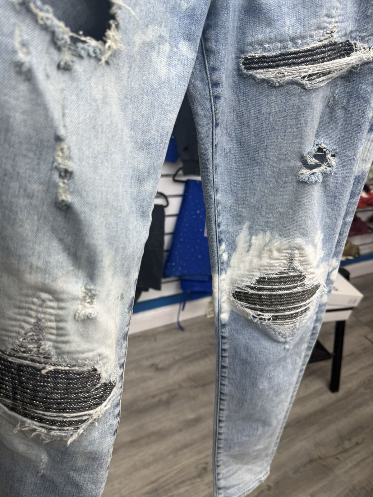 Amiri Amiri MX1 - Sparkle/Glitter Patched (Clay/Indigo) Size US 32 / EU 48 - 2 Thumbnail