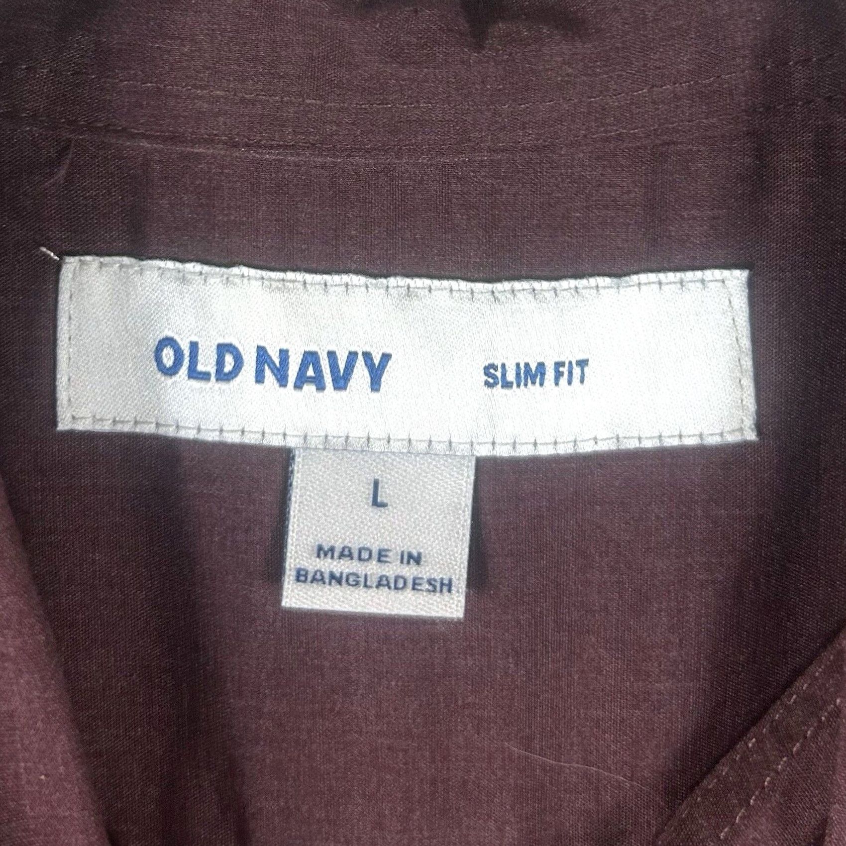 Old Navy Old Navy Button-Up Shirt Mens L Red Solid Long Sleeve Size 42R - 3 Thumbnail