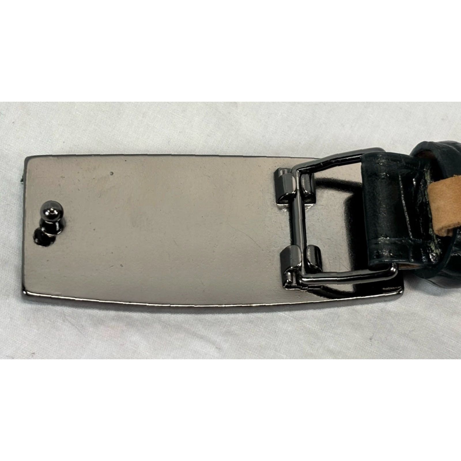 Vintage WORTH Belt Women Large Leather Croc Embossed 34”-38” Made In USA Black Size ONE SIZE - 6 Thumbnail