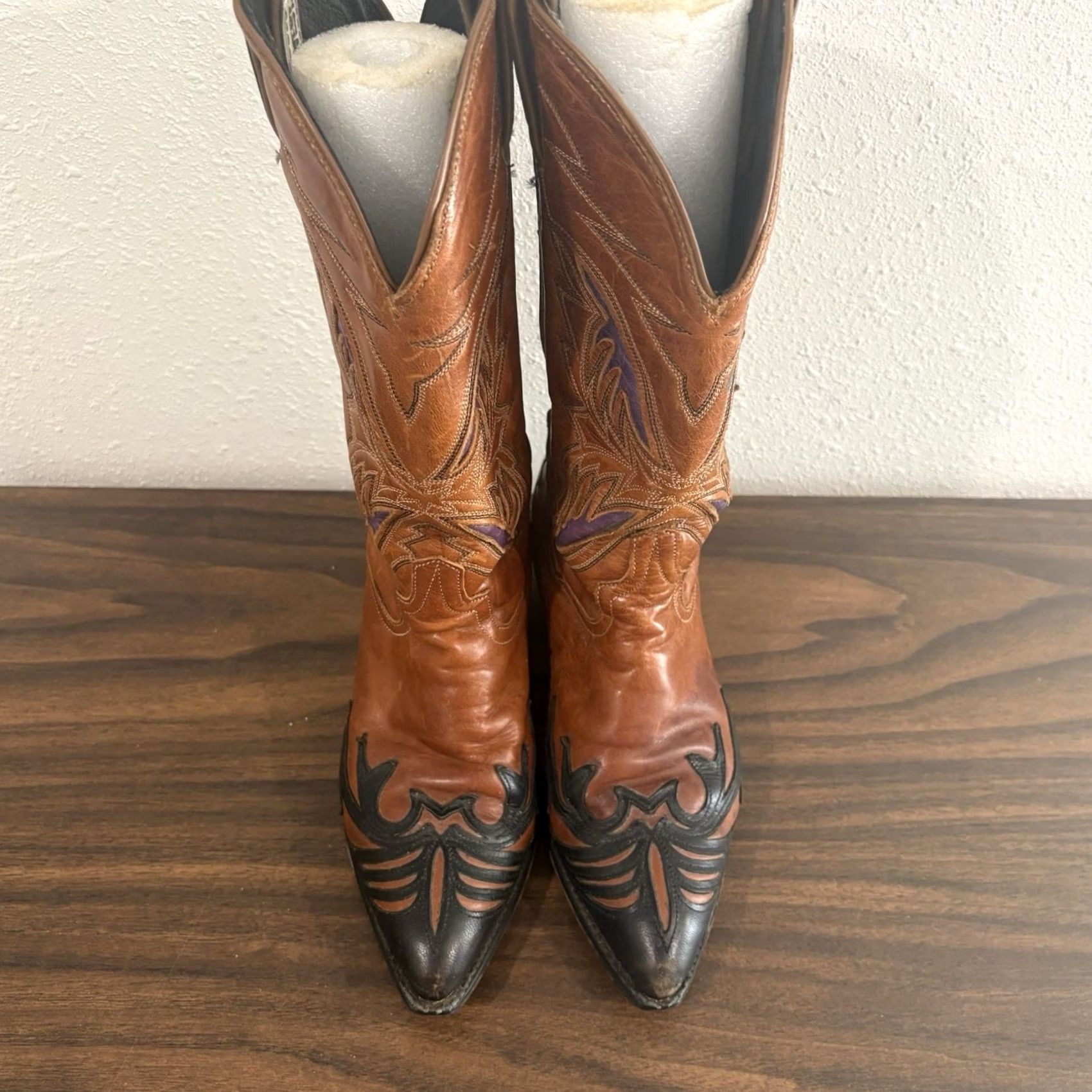 Vintage VINTAGE Code West Boots Womens 6M Cognac Purple Leather Cowboy Wingtip Size US 6 / IT 36 - 3 Thumbnail