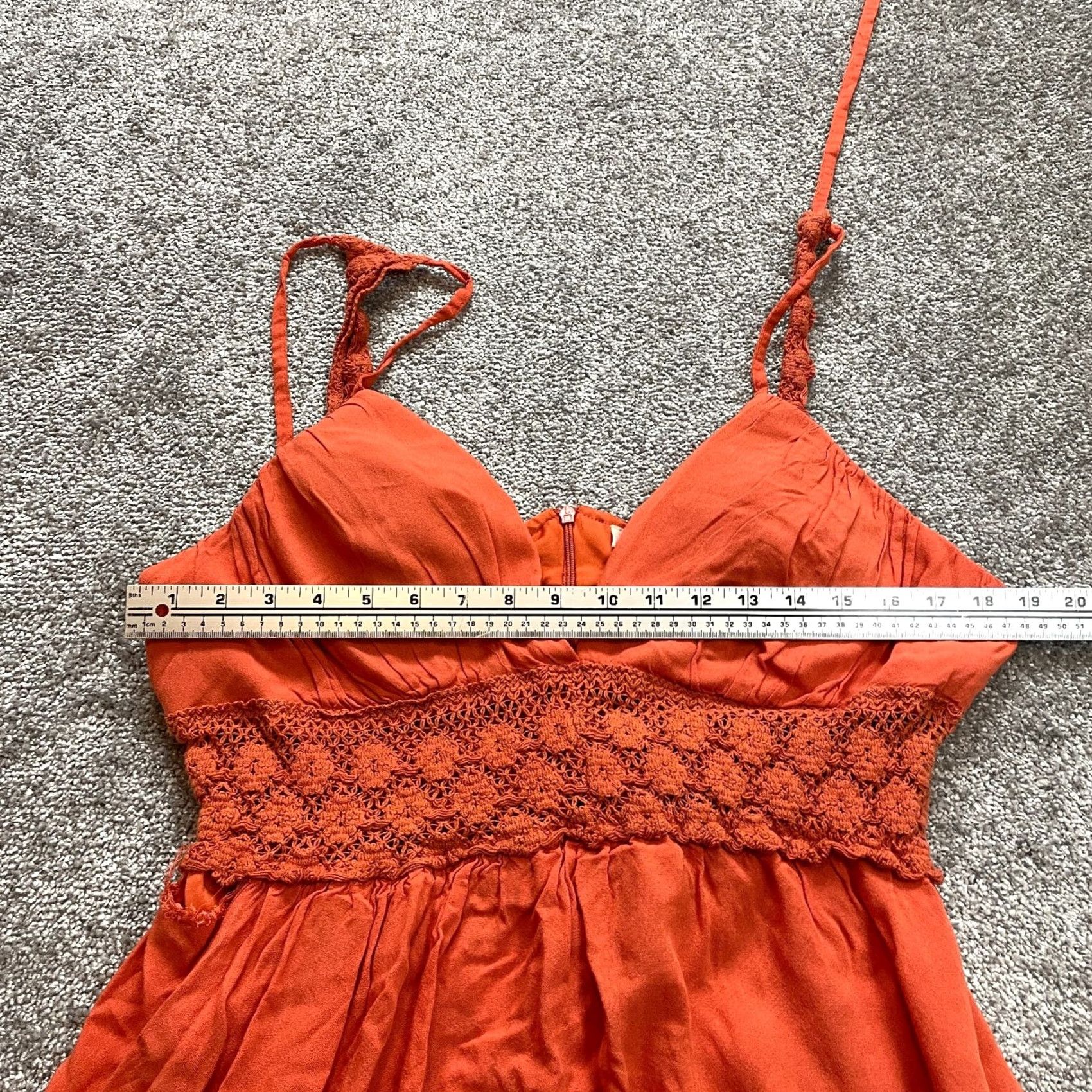 Vintage Jolie & Joy Dress Womens Plus 1X Orange Halter Neck A-Line Sleeveless Midi Rayon Stretch Dress Size XL / US 12-14 / IT 48-50 - 6 Thumbnail