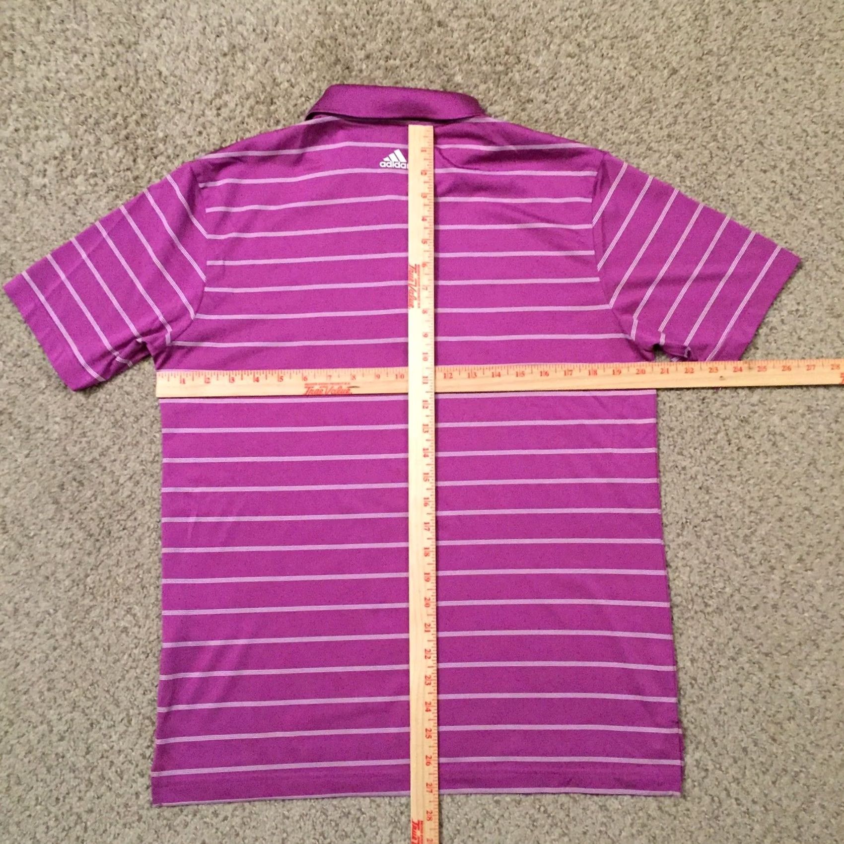 Adidas adidas Shirt Mens S Purple Polo Striped Short Sleeve Size US S / EU 44-46 / 1 - 7 Thumbnail