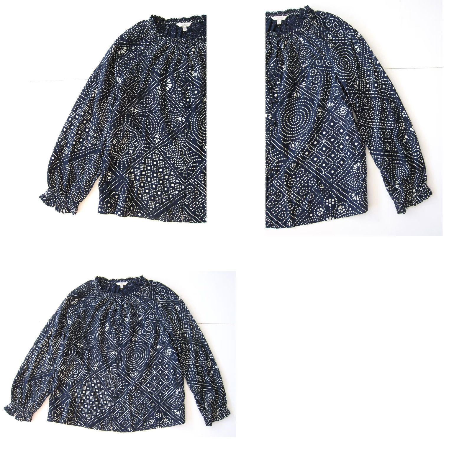 Lucky Brand Lucky Brand Blouse Shirt M Blue Polka Dot Long Sleeve Round Neck Women Size M / US 6-8 / IT 42-44 - 8 Thumbnail