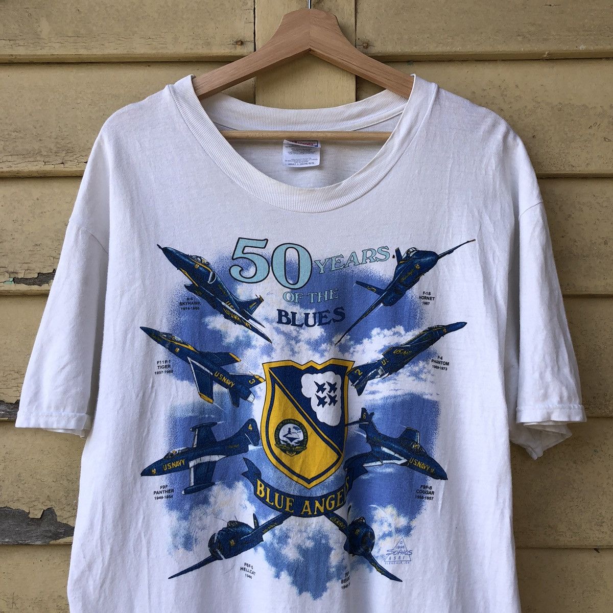Army Of Me Vintage 90s 50 Years Of The Blues Angels Tshirt Size US L / EU 52-54 / 3 - 3 Thumbnail